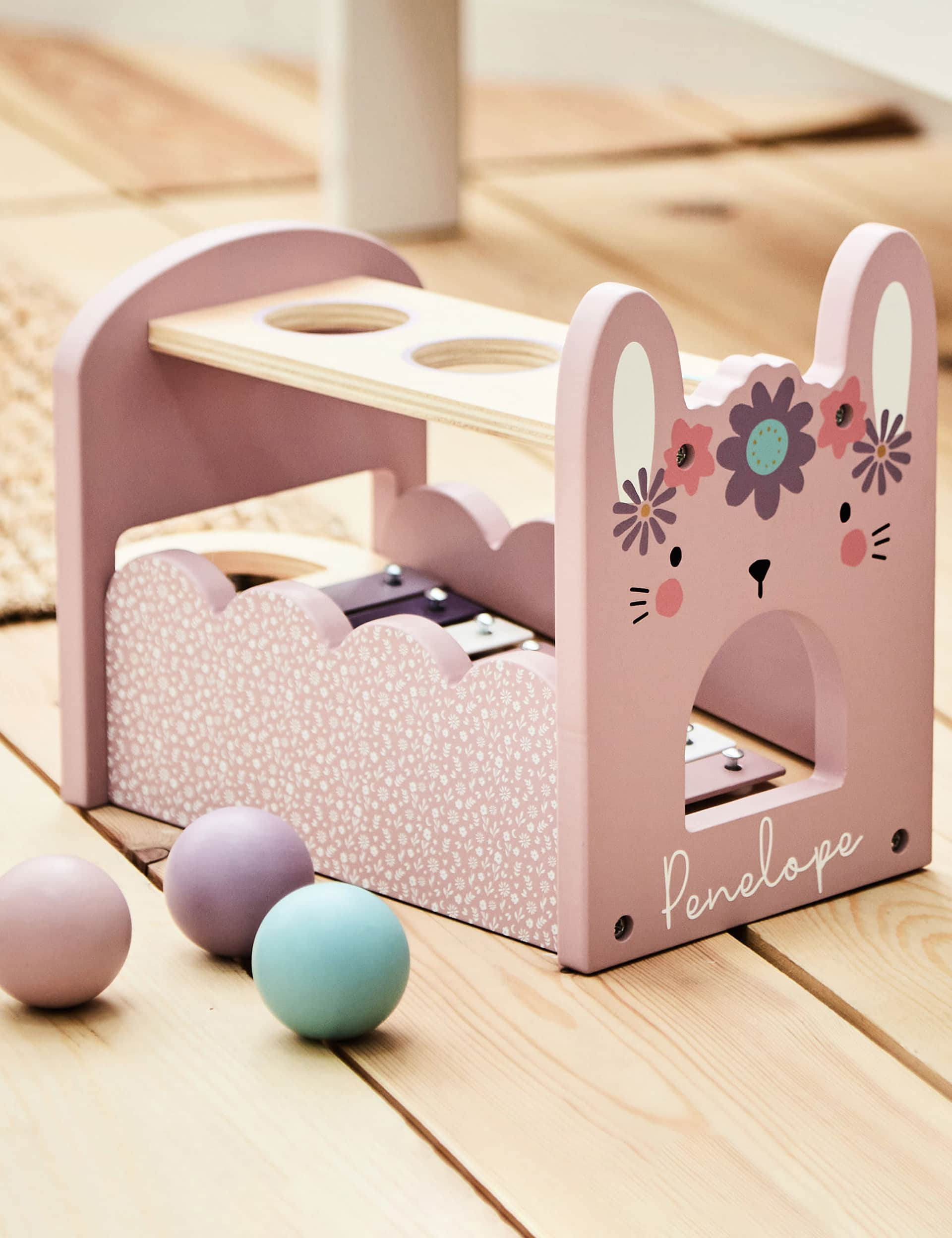 My 1St Years Personalised Pink Bunny Xylophone & Drop Box, Pink