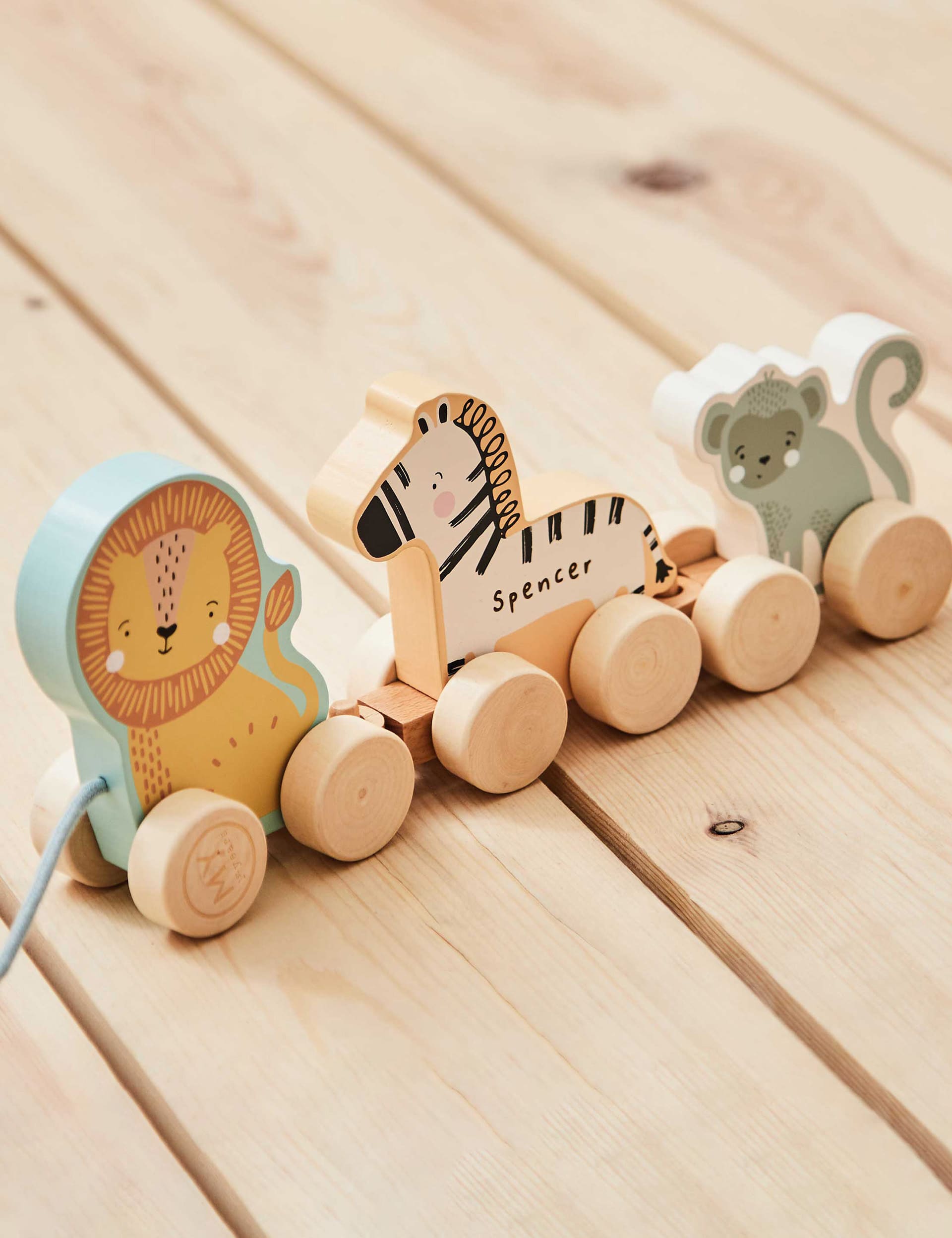 My 1St Years Personalised Safari Wooden Pull-Along Toy - Multi, Multi