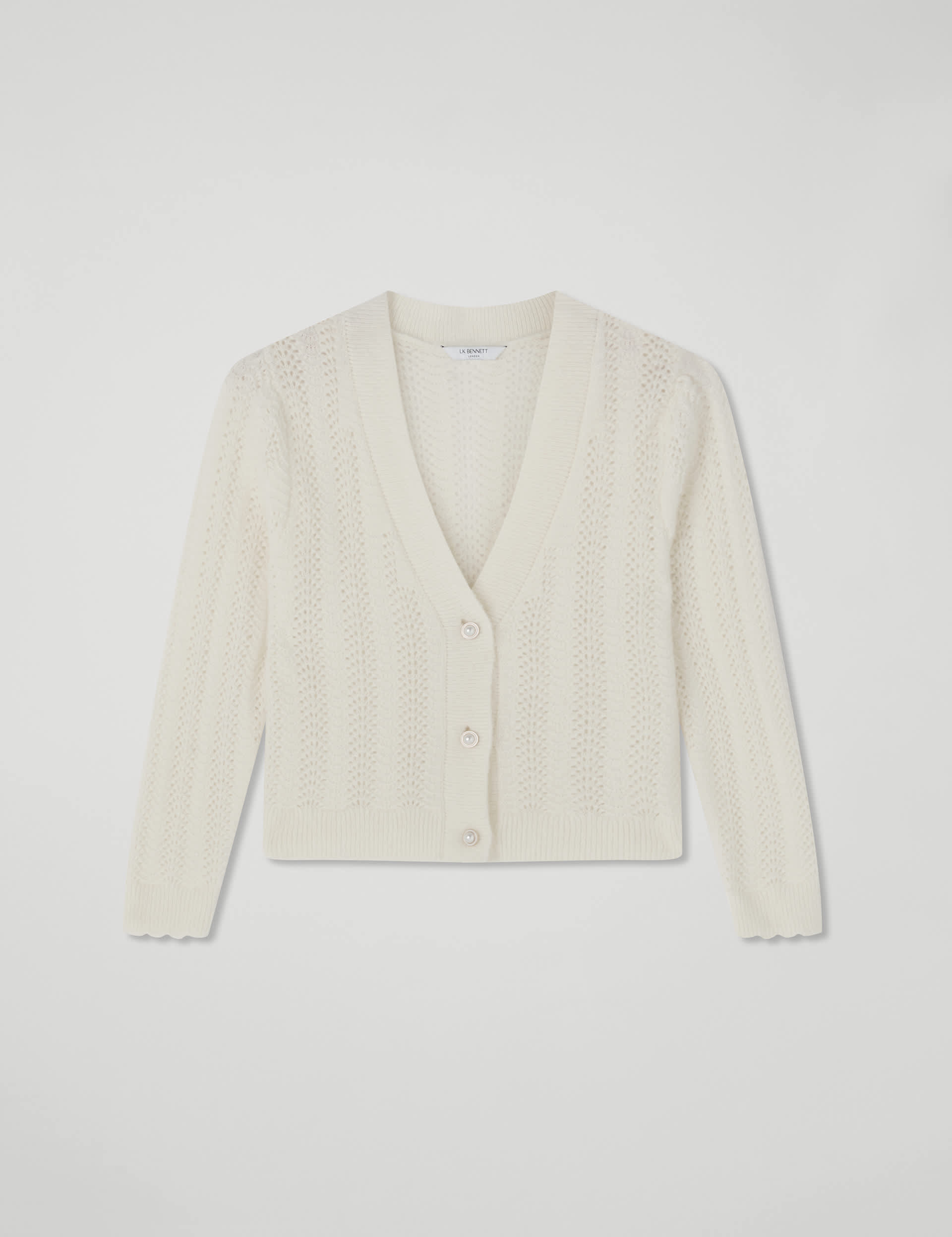 Lk Bennett Women's Wool Blend Cable Knit V-Neck Cardigan - M - Cream, Cream