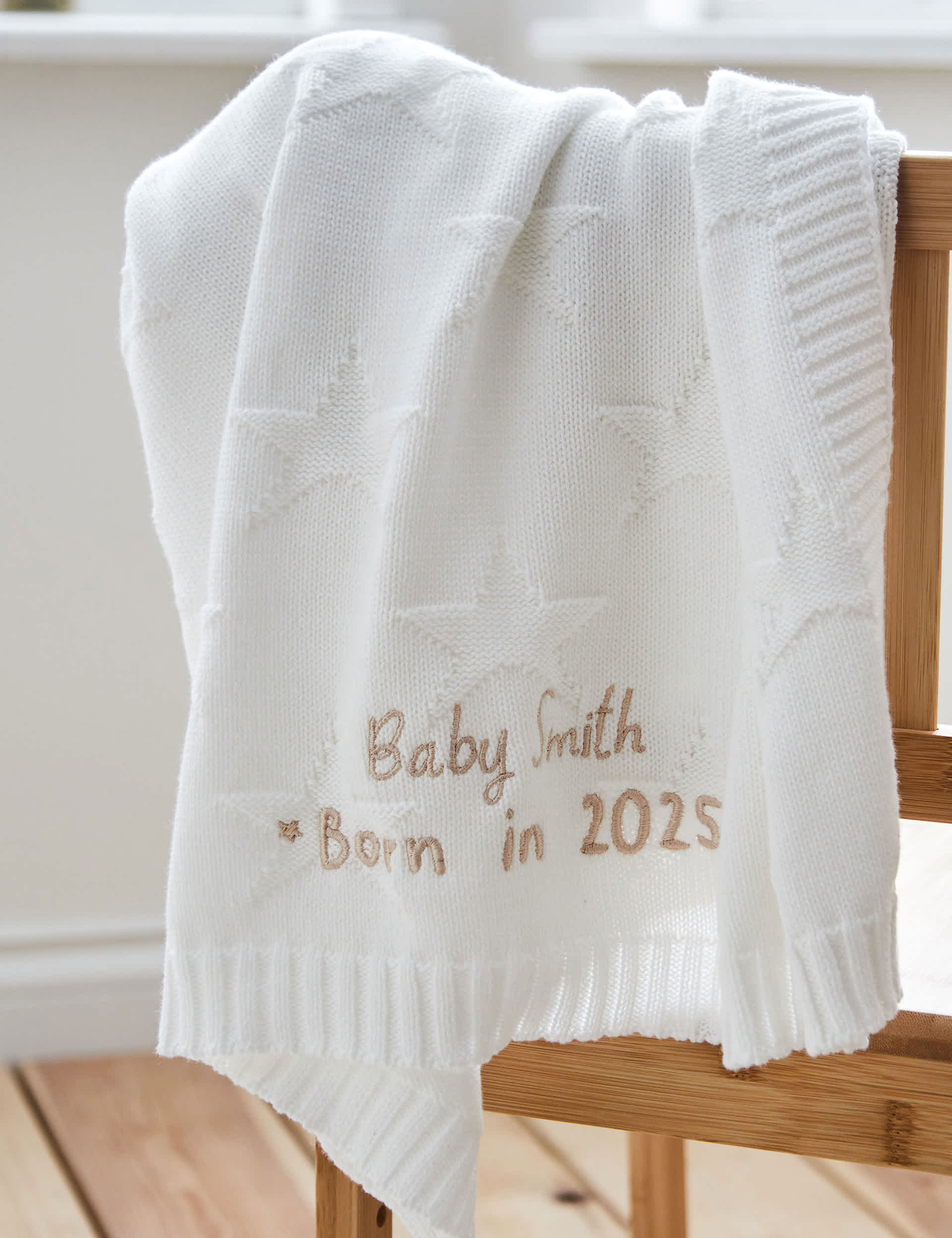 My 1St Years Personalised Born in 2025 Oatmeal Blanket - Ivory, Ivory,Oatmeal Mix