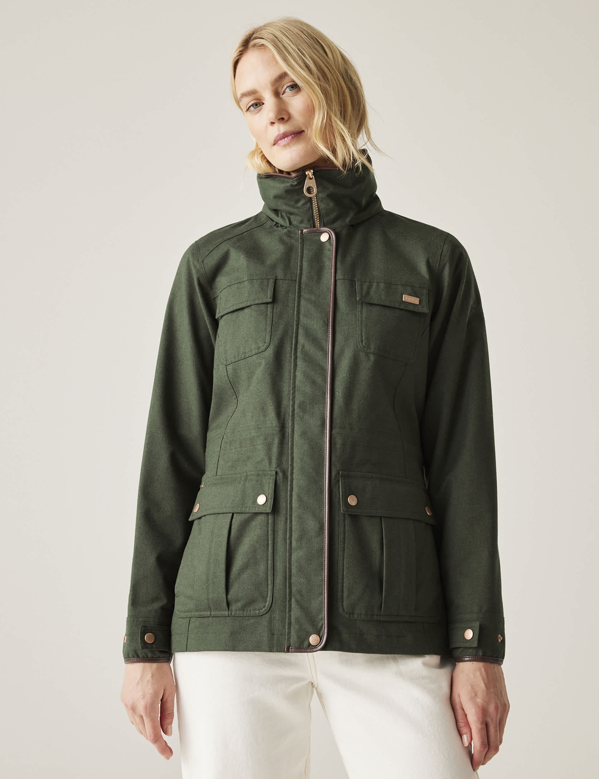 Regatta Women's Alixa Hooded Funnel Neck Utility Jacket - 10 - Green, Green