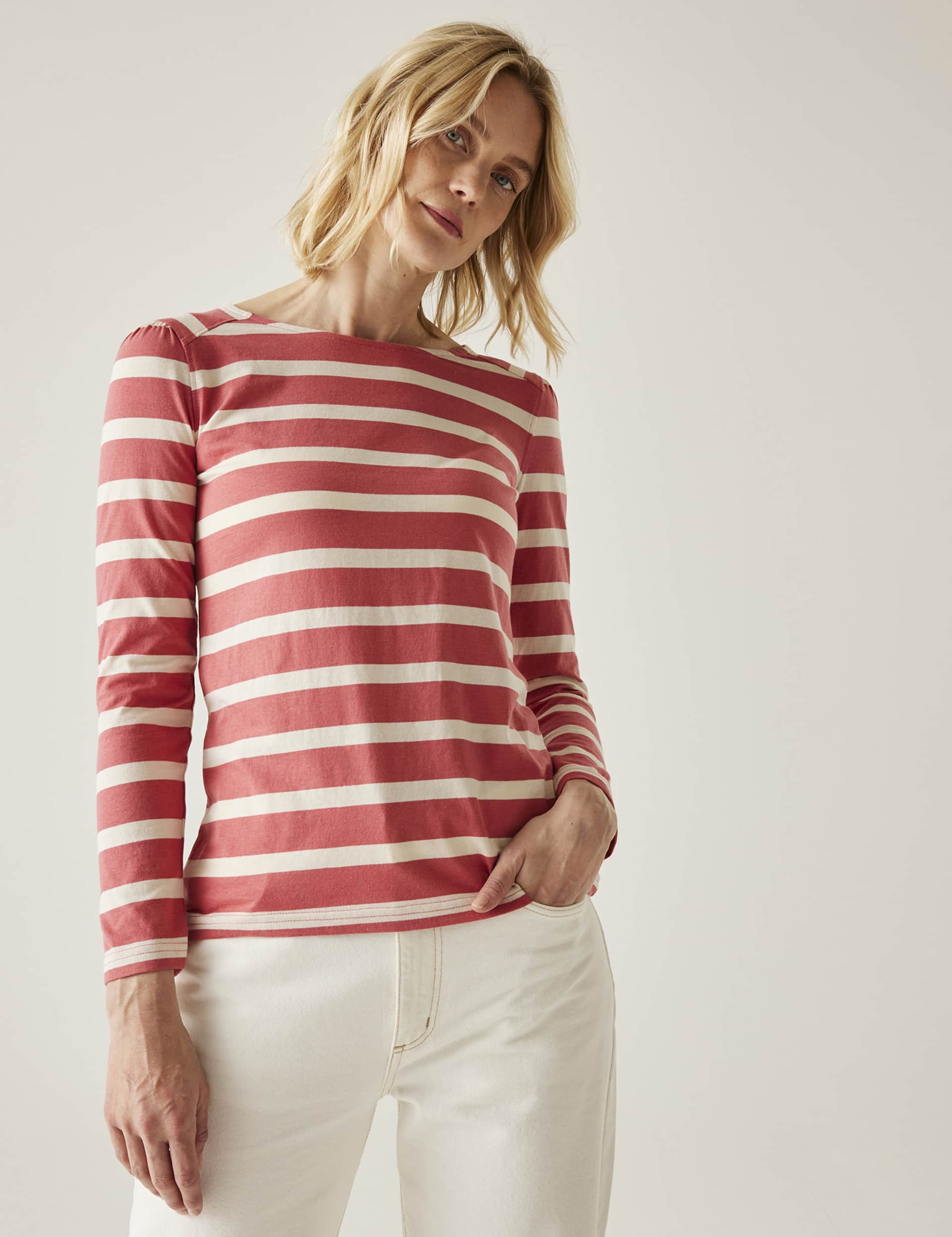 Regatta Women's Federica Pure Cotton Striped Top - 12 - Red, Red,Beige,Green