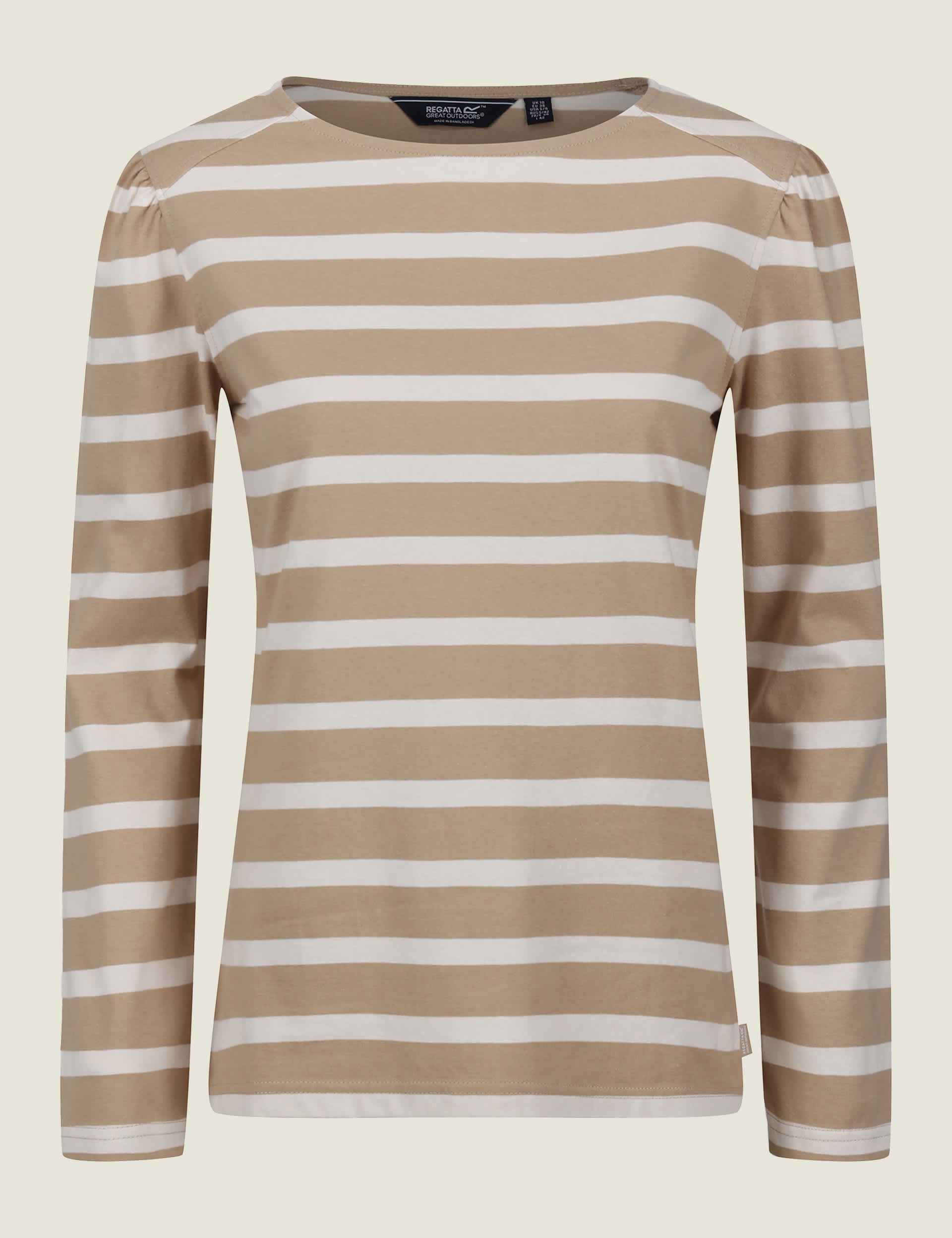 Regatta Women's Federica Pure Cotton Striped Top - 12 - Beige, Red,Beige,Green