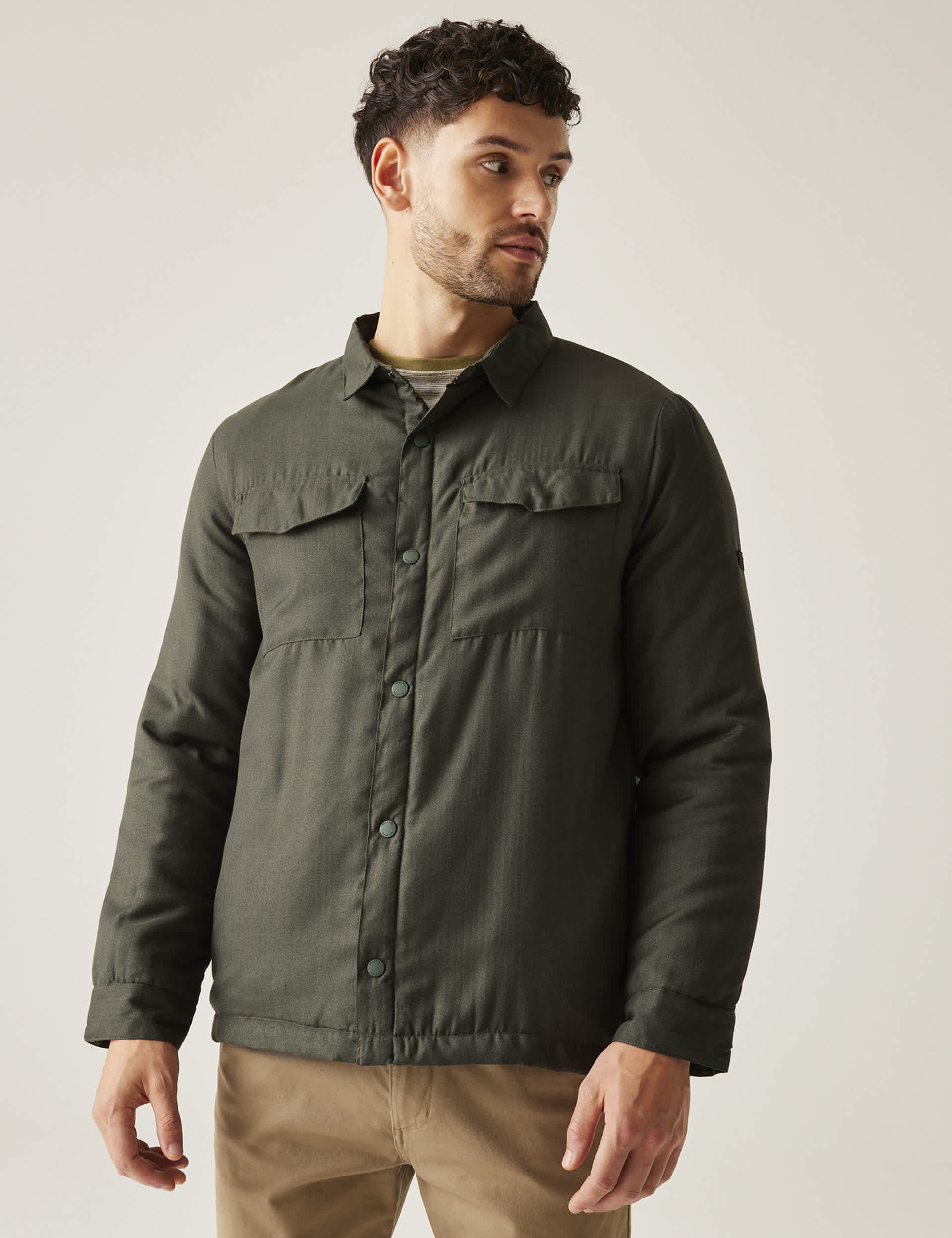 Regatta Men's Gawayne Cotton Rich Padded Overshirt - L - Green, Green,Blue,Brown