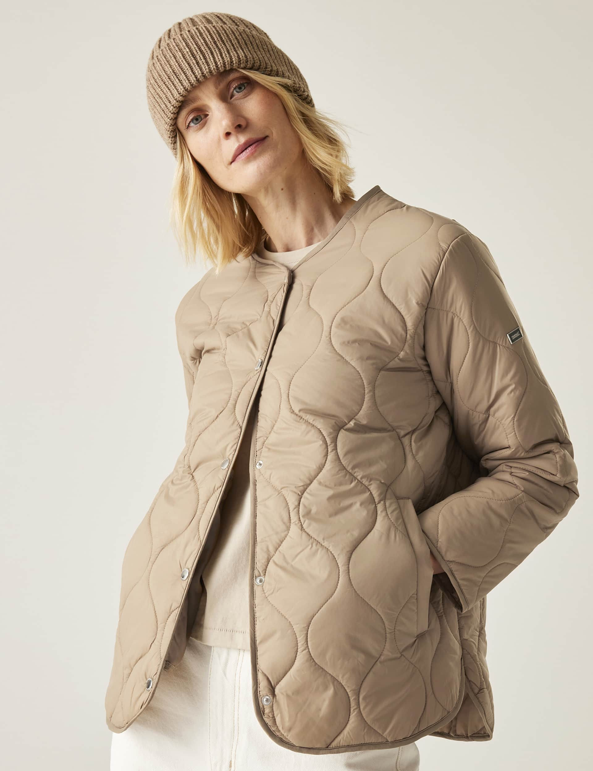 Regatta Women's Harletta Collarless Padded Puffer Jacket - 14 - Beige, Brown,Beige