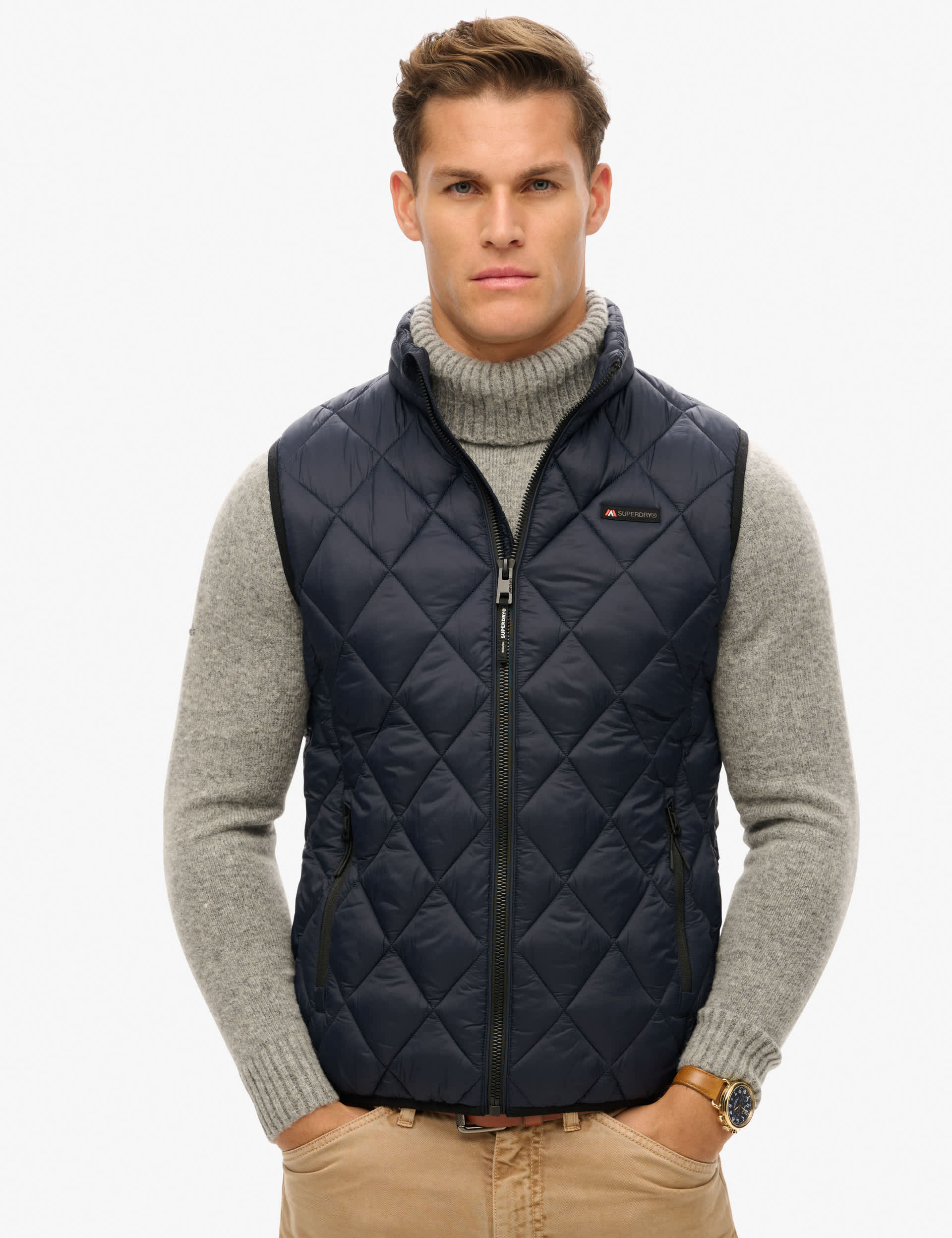 Superdry Men's Quilted Padded Gilet - Navy, Green,Navy