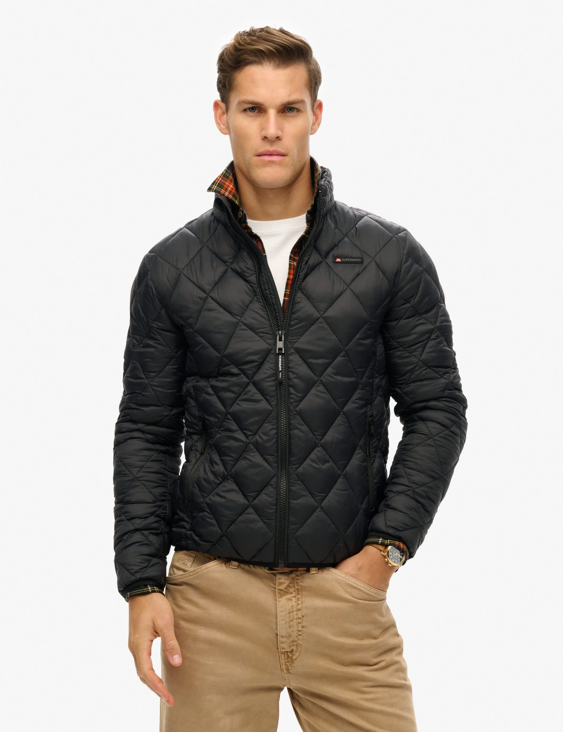 Superdry Men's Quilted Padded Puffer Jacket - M - Black, Black,Green