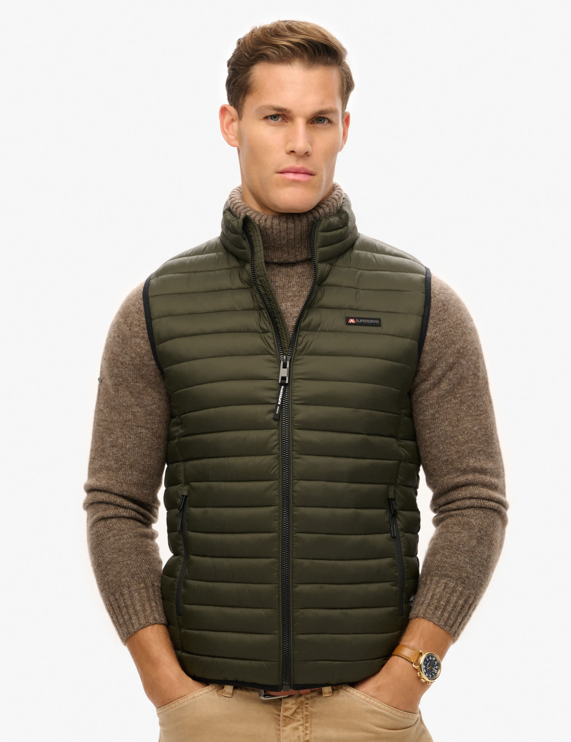 Superdry Men's Quilted Padded Gilet - M - Green, Black,Green