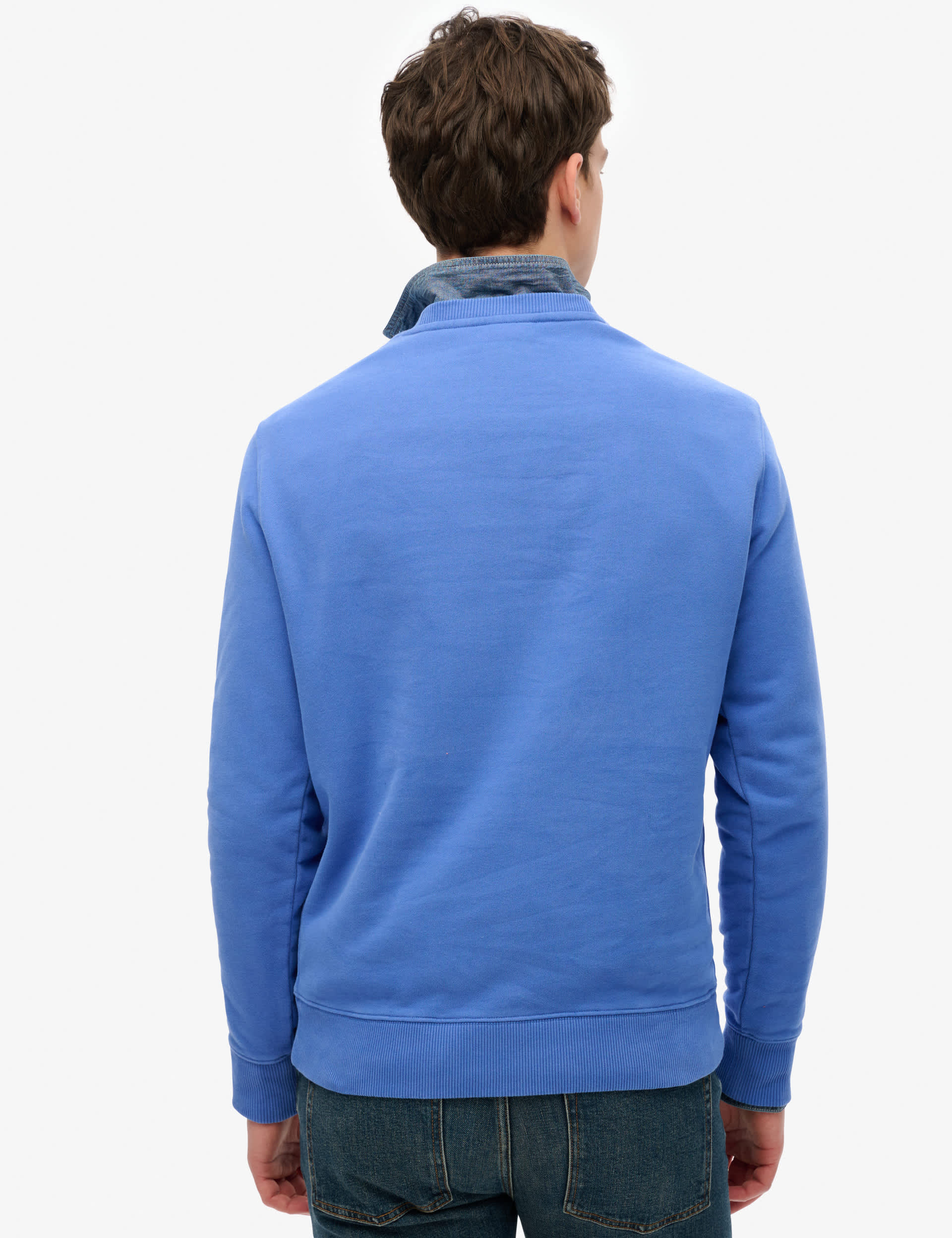 Superdry Men's Cotton Rich Essential Logo Sweatshirt - Blue, Blue