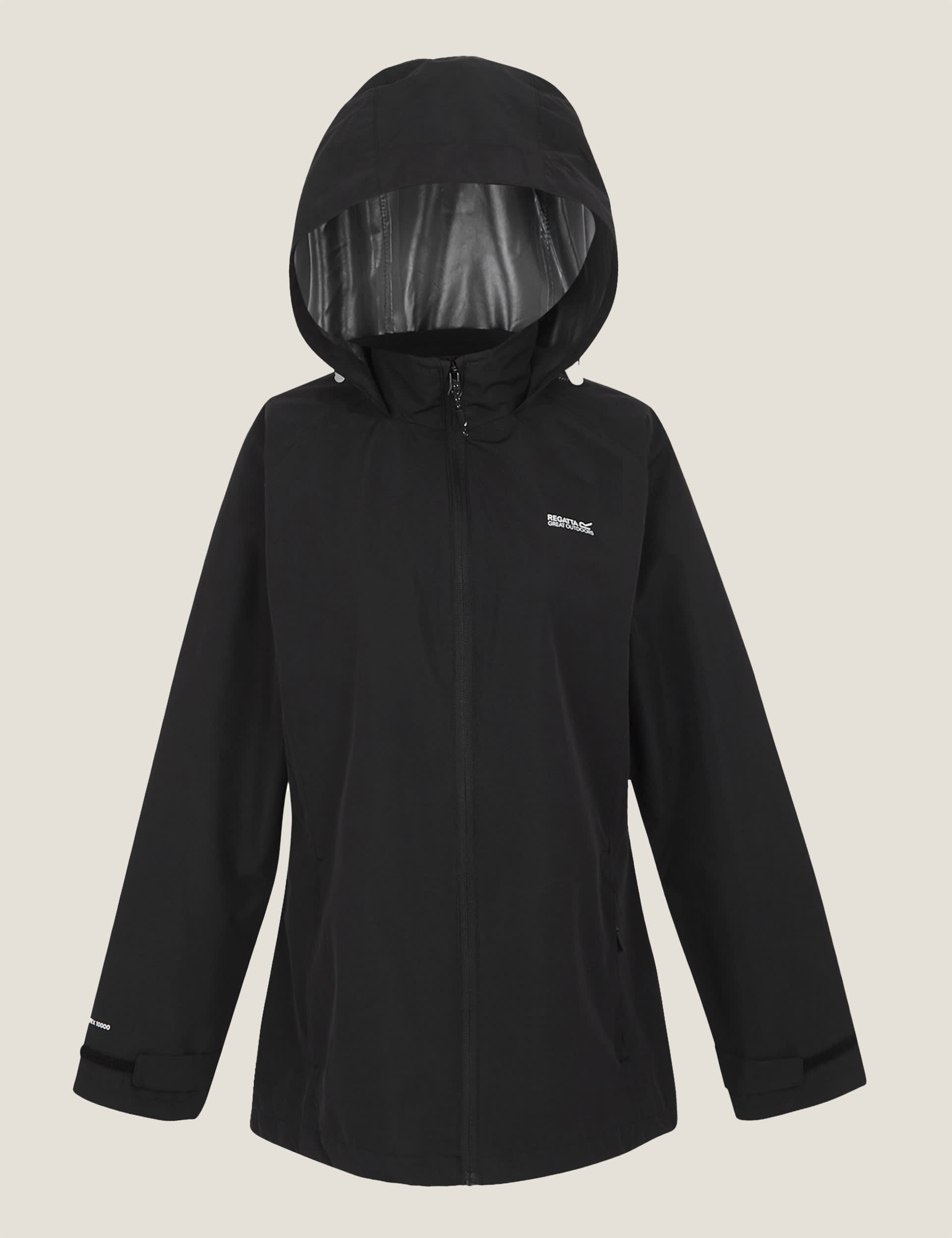 Regatta Women's Daysha II Hooded Rain Jacket - 12 - Black, Black,Blue,Pink