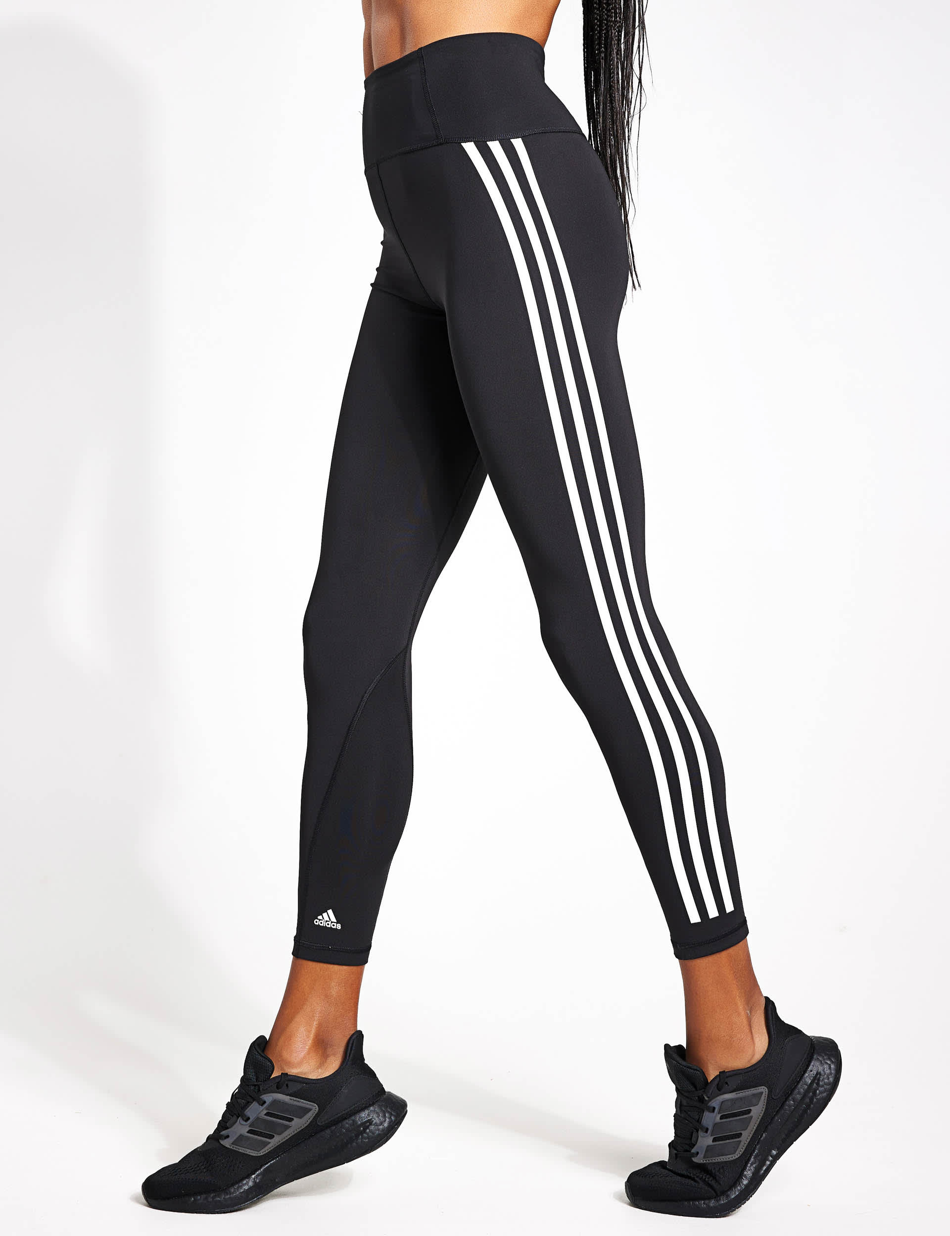 Adidas Women's Optime TrainIcons Side Stripe Leggings - Black, Black