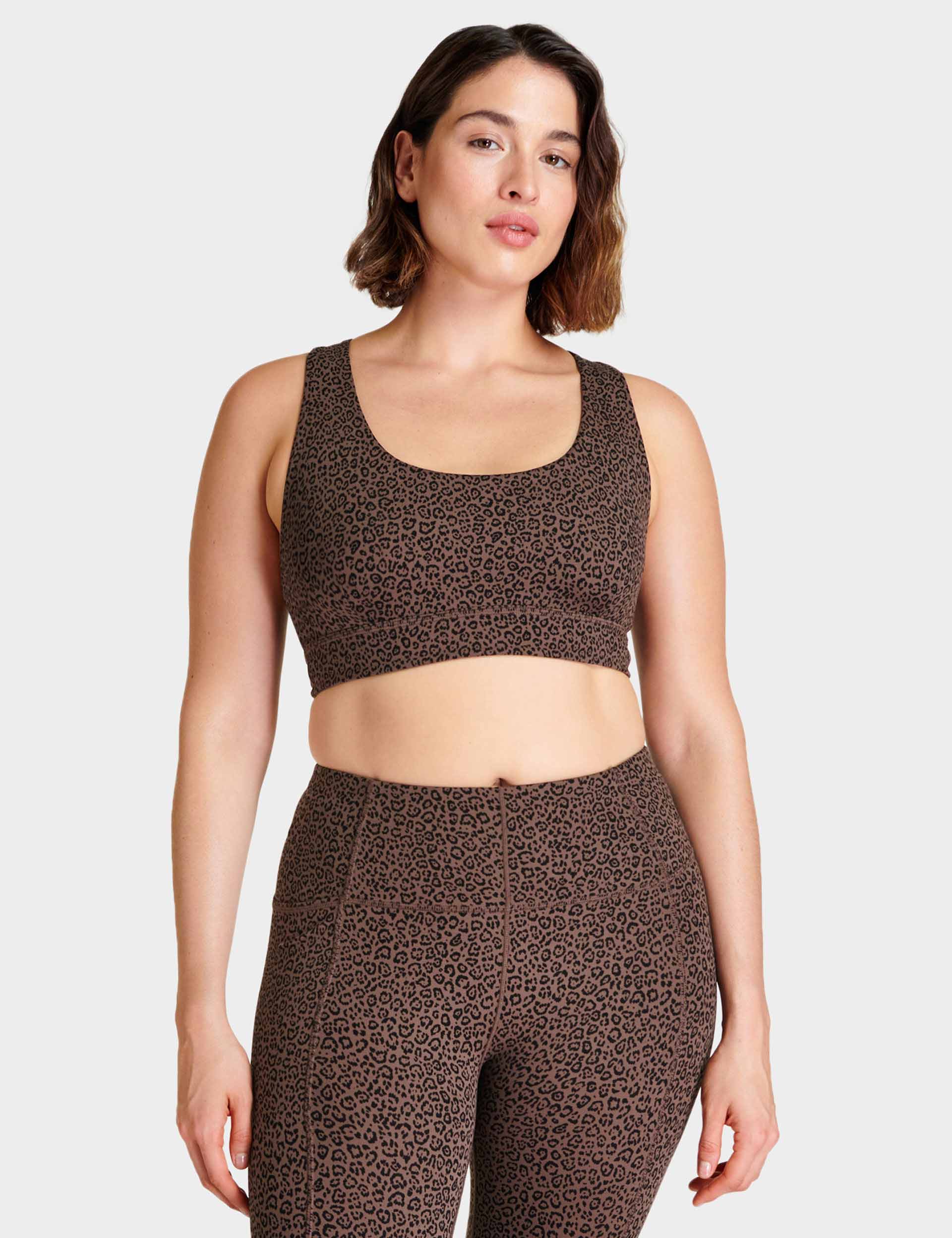 Sweaty Betty Women's Soft Sculpt Animal Print Sports Bra - XS - Brown Mix, Brown Mix