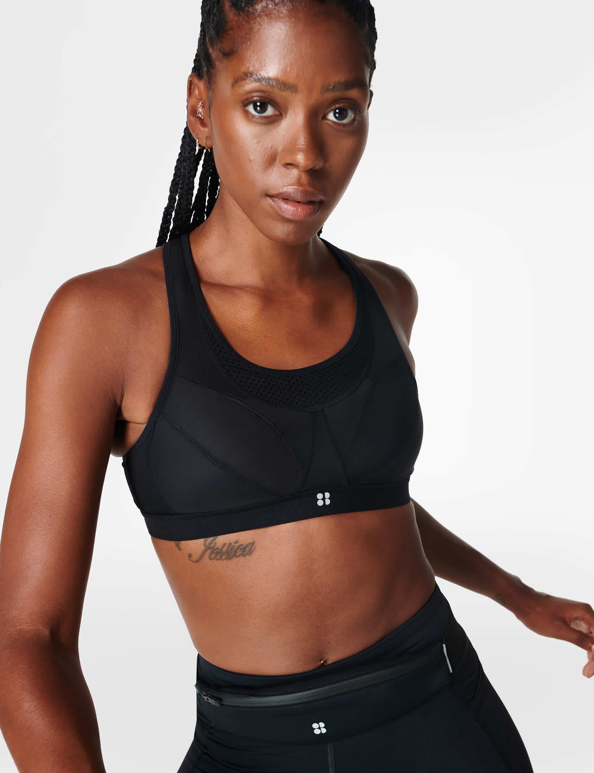 Sweaty Betty Women's Ultra Running Sports Bra - 32B - Black, Black,White