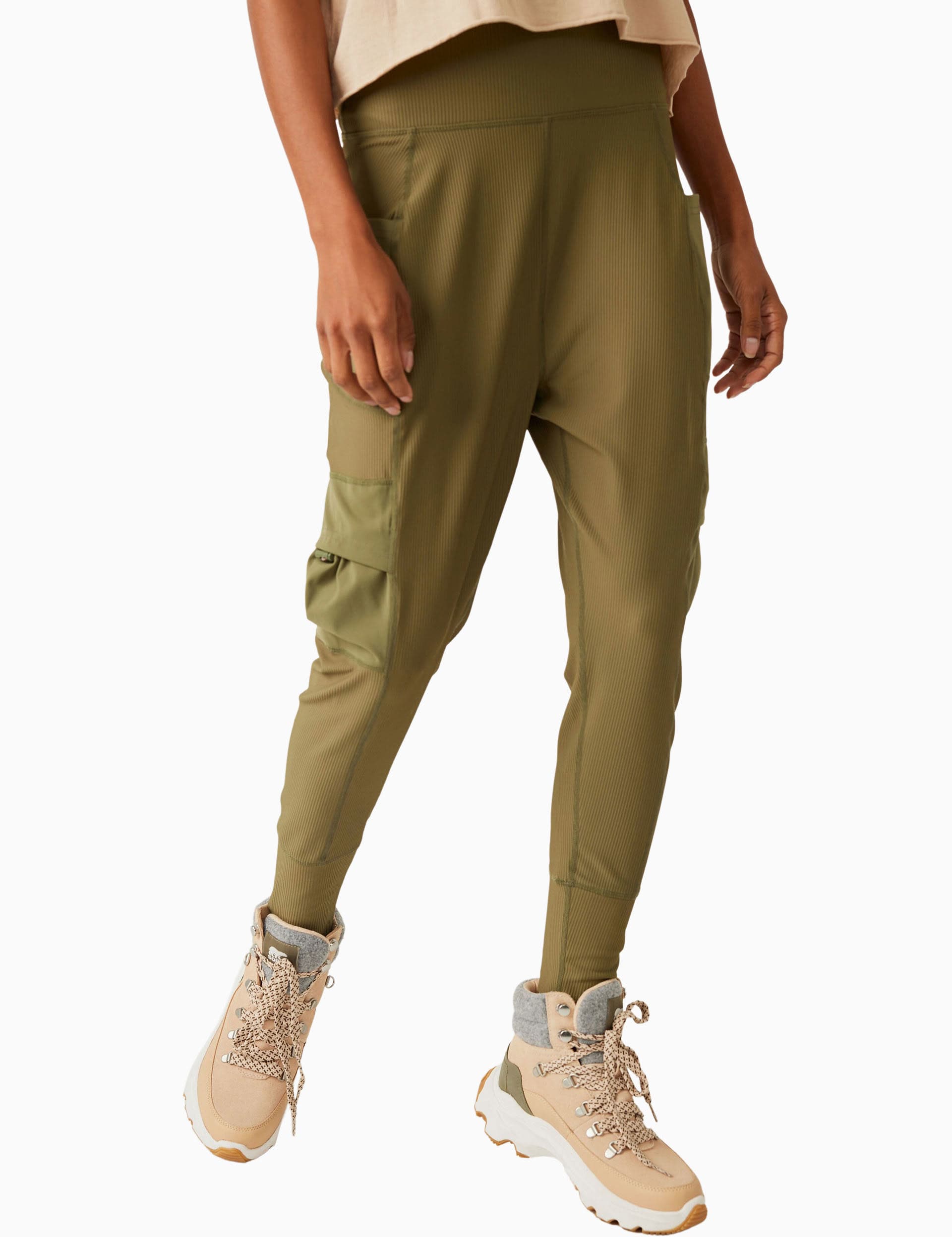 Fp Movement Women's Take A Hike High Waisted Tapered Joggers - M - Khaki, Khaki