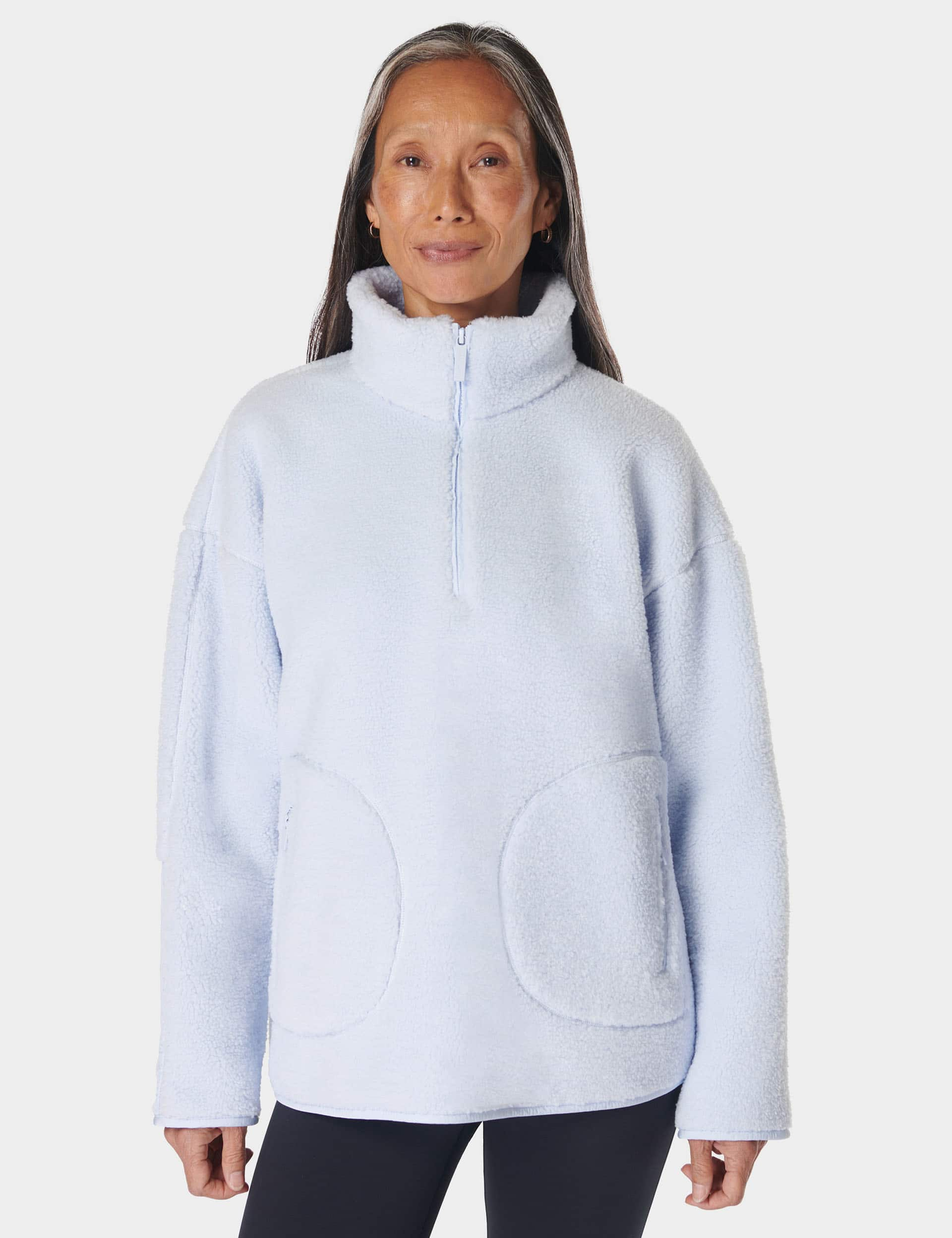 Sweaty Betty Women's Plush Funnel Neck Half Zip Fleece Jacket - Light Blue, Light Blue