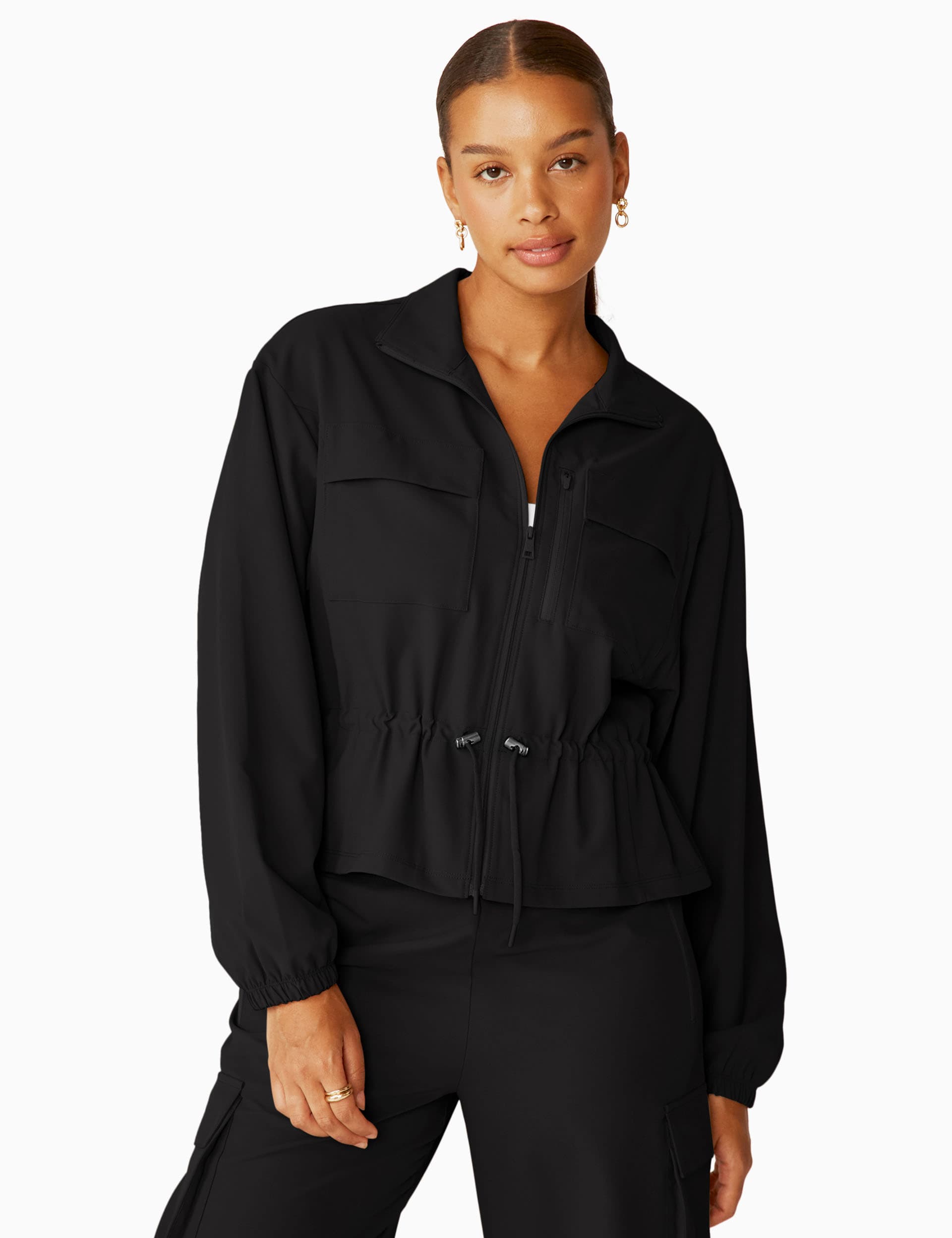 Beyond Yoga Women's City Chic Waisted Utility Jacket - Black, Black