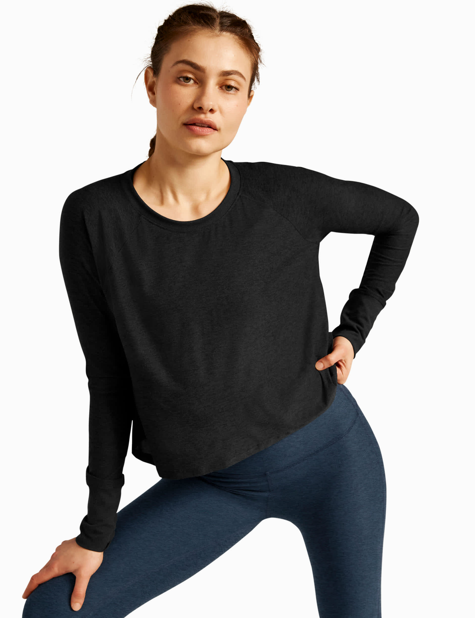 Beyond Yoga Women's Featherweight Daydreamer Crew Neck Yoga Top - Black, Black