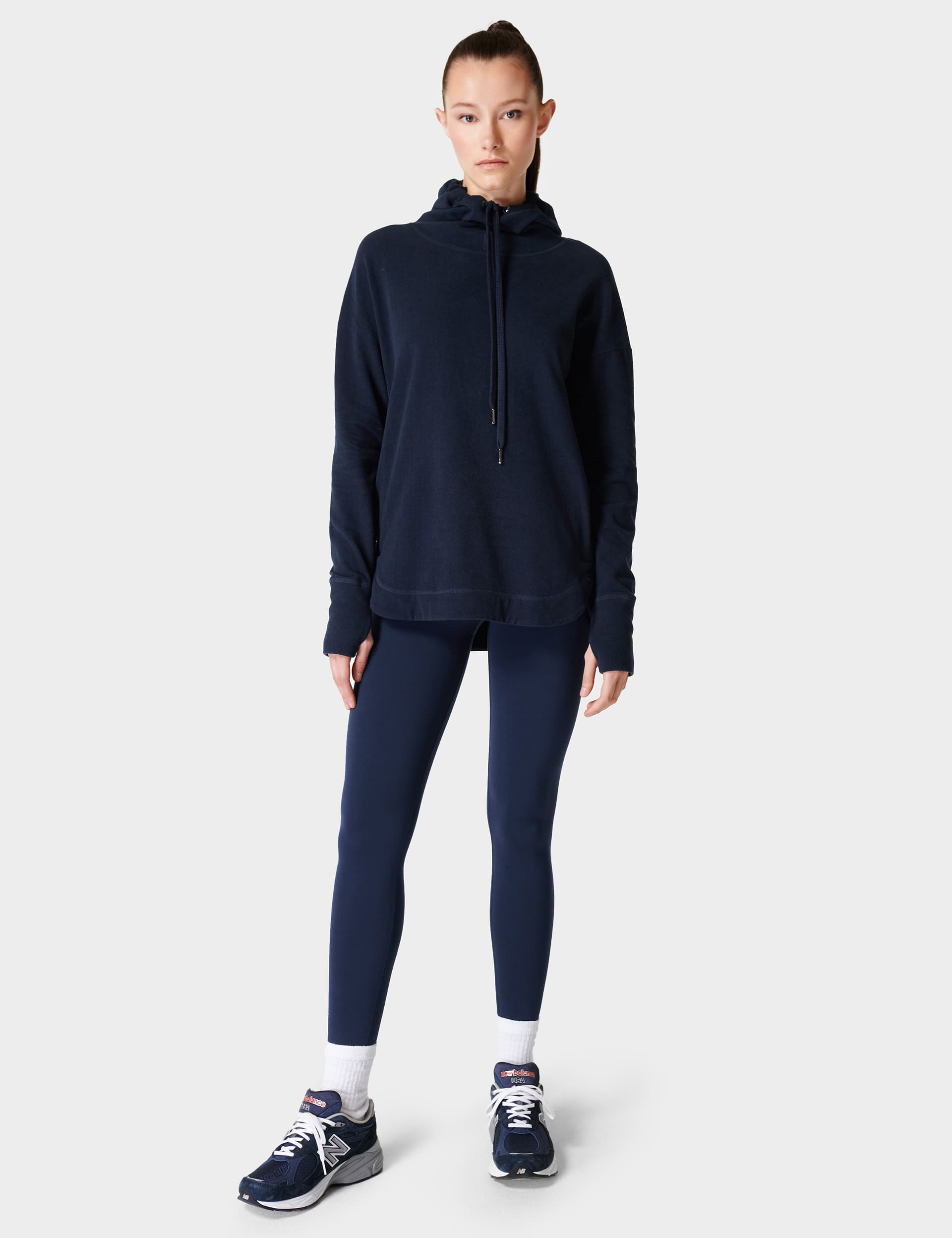 Sweaty Betty Women's Escape Cotton Blend Fleece Relaxed Hoodie - Navy, Navy,Black