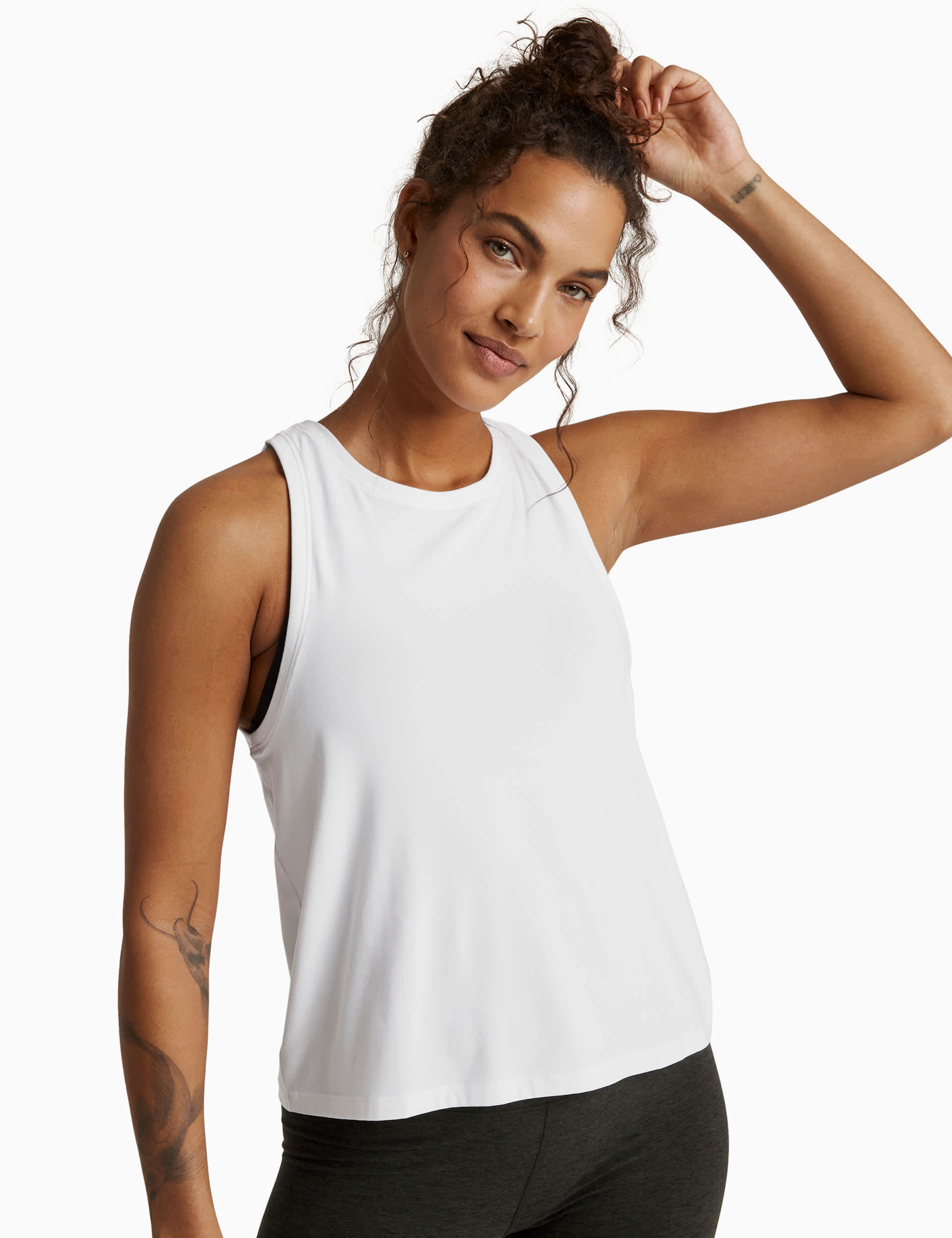 Beyond Yoga Women's Featherweight Rebalance Crew Neck Vest Top - M - White, White,Lime Green