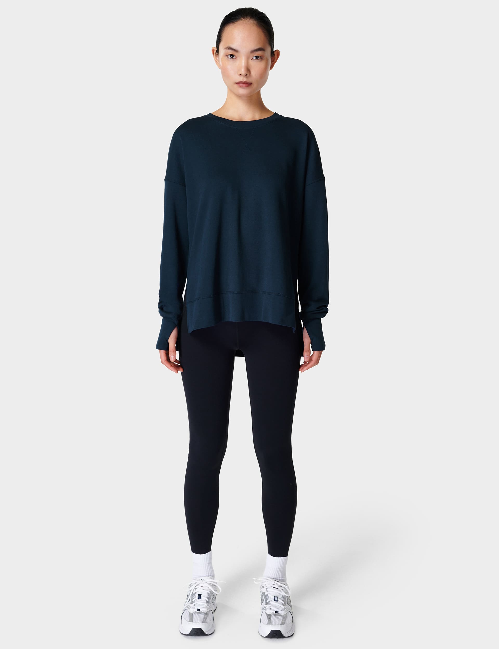 Sweaty Betty Women's After Class Cotton Blend Longline Sweatshirt - Navy, White,Duck Egg,Mint,Pale B