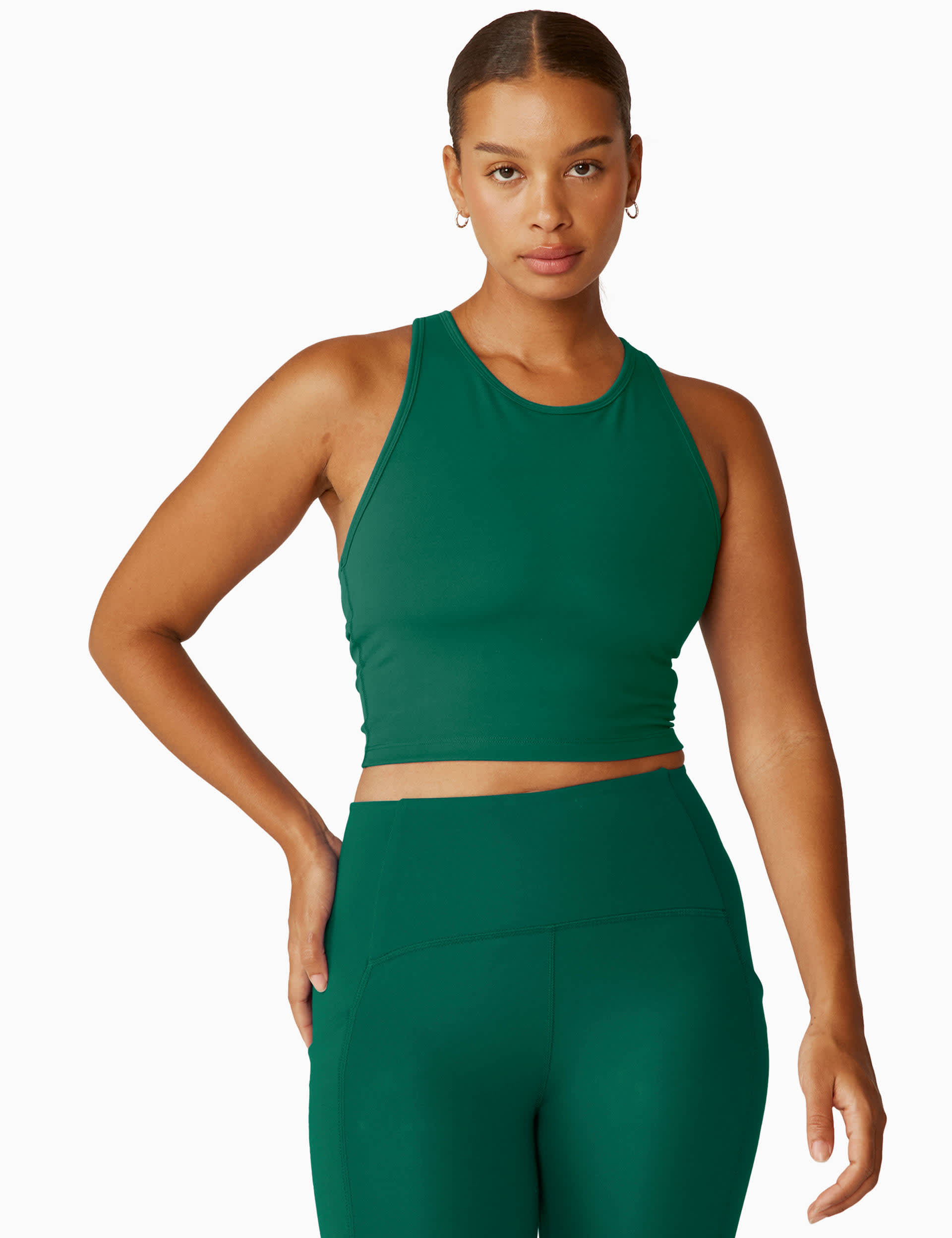 Beyond Yoga Women's POWERBEYOND Strive Scoop Neck Crop Top - XL - Emerald, Black,Emerald