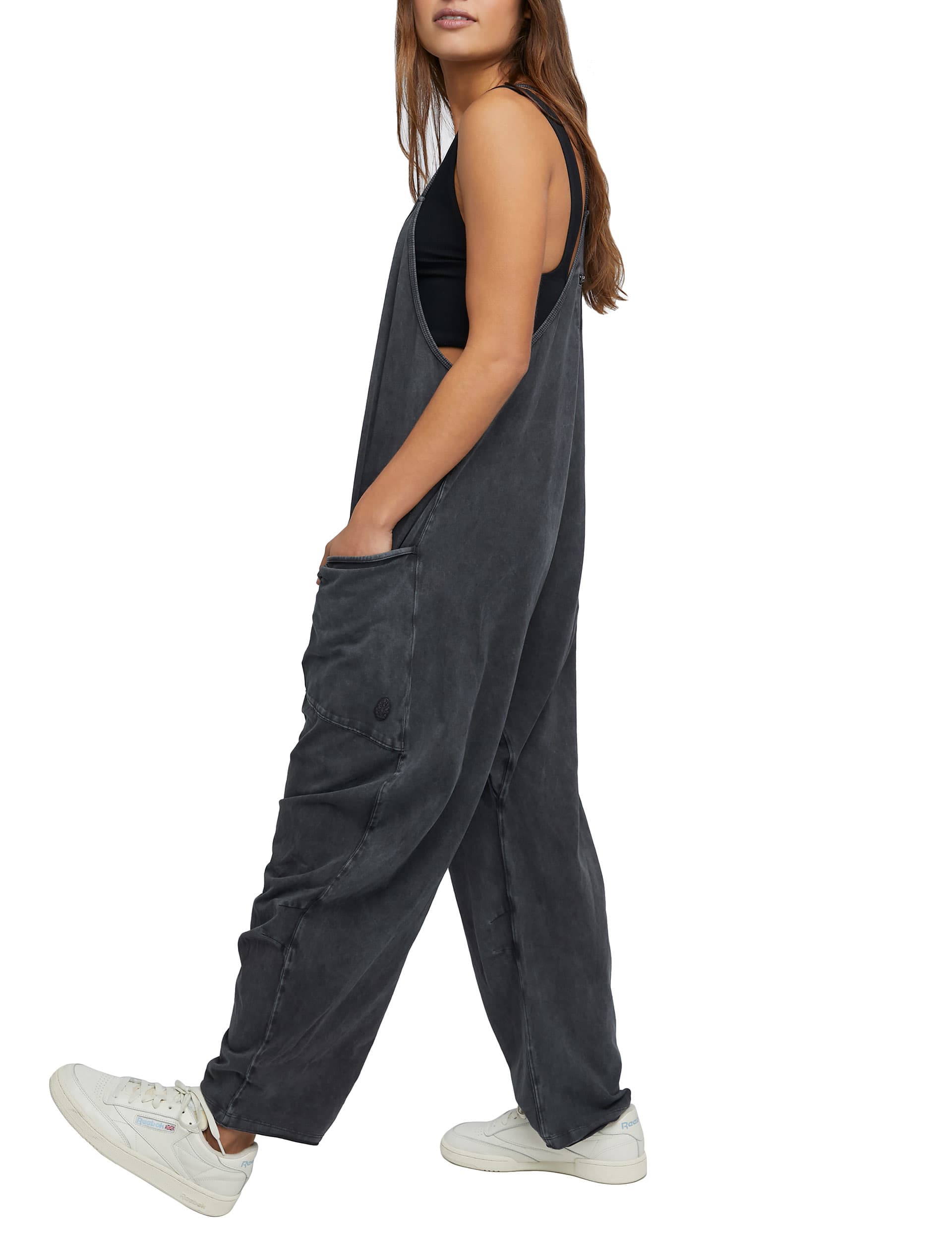 Fp Movement Women's Hot Shot Cotton Rich Relaxed Dungarees - Black, Black