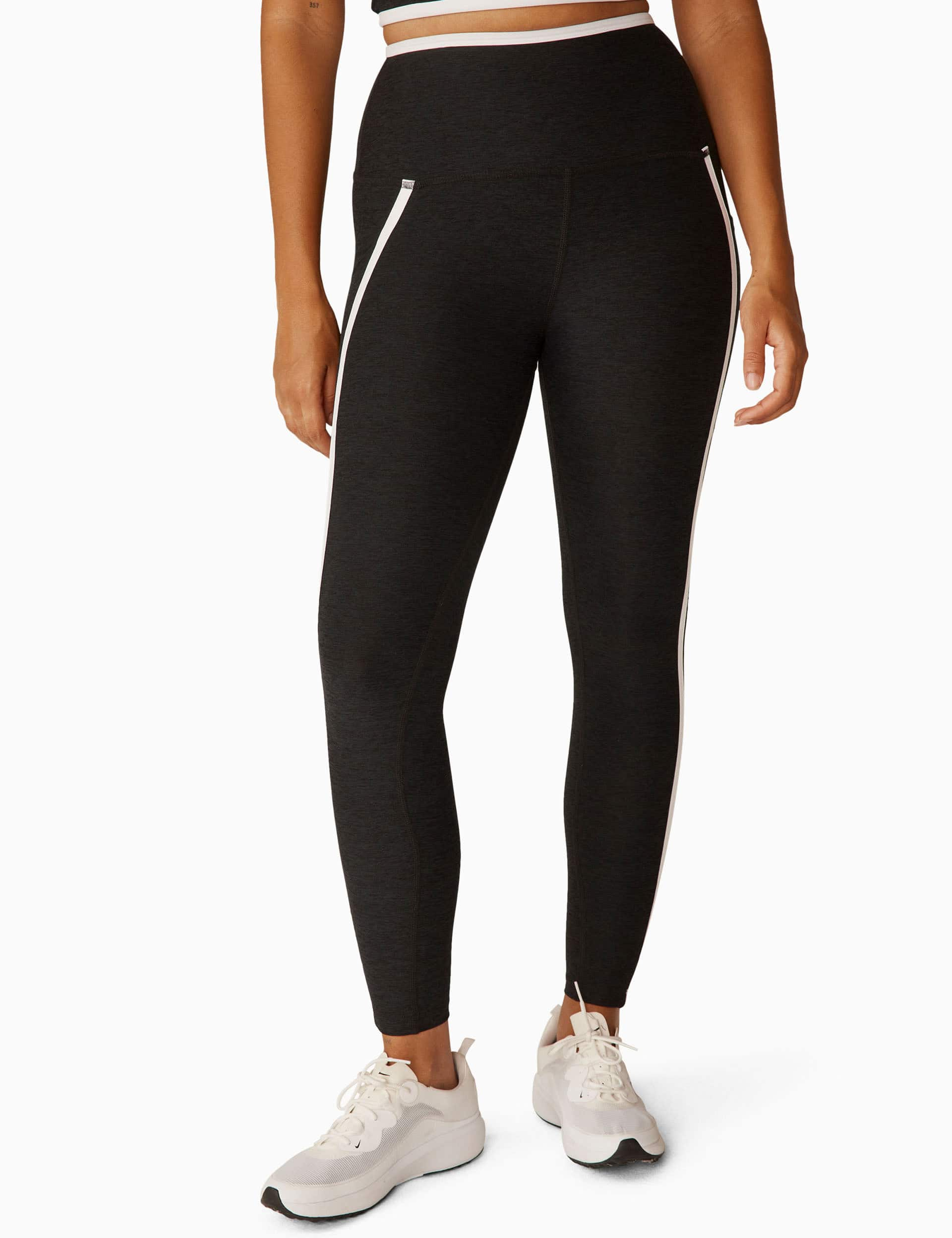 Beyond Yoga Women's New Move Side Stripe High Waisted Leggings - Black Mix, Black Mix