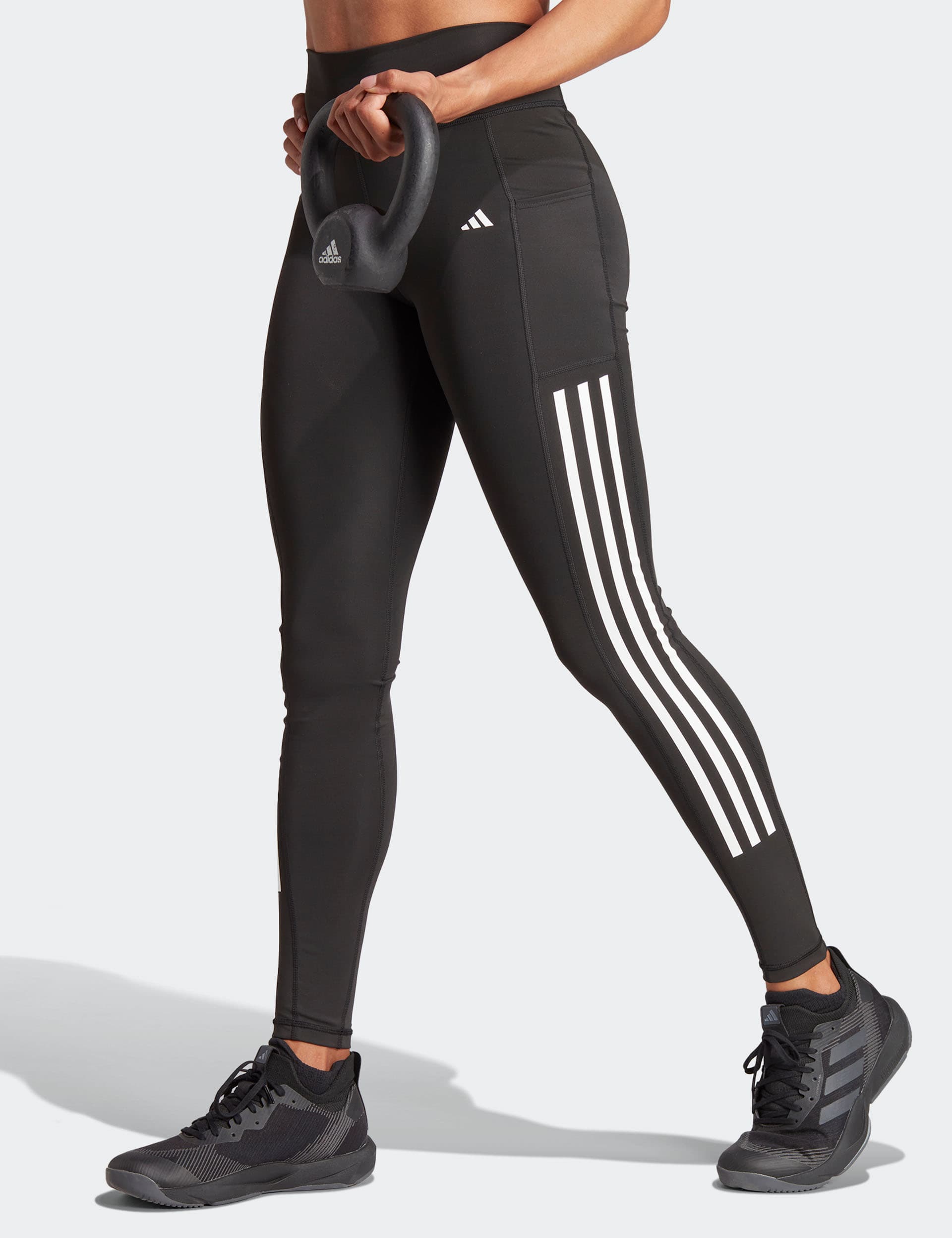 Adidas Women's Optime 3-Stripes High Waisted Leggings - Black Mix, Black Mix