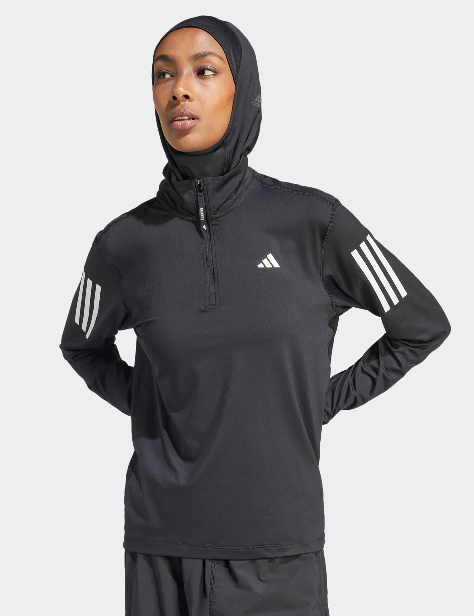 Adidas Women's Own The Run Funnel Neck Half Zip Sweatshirt - Black, Black