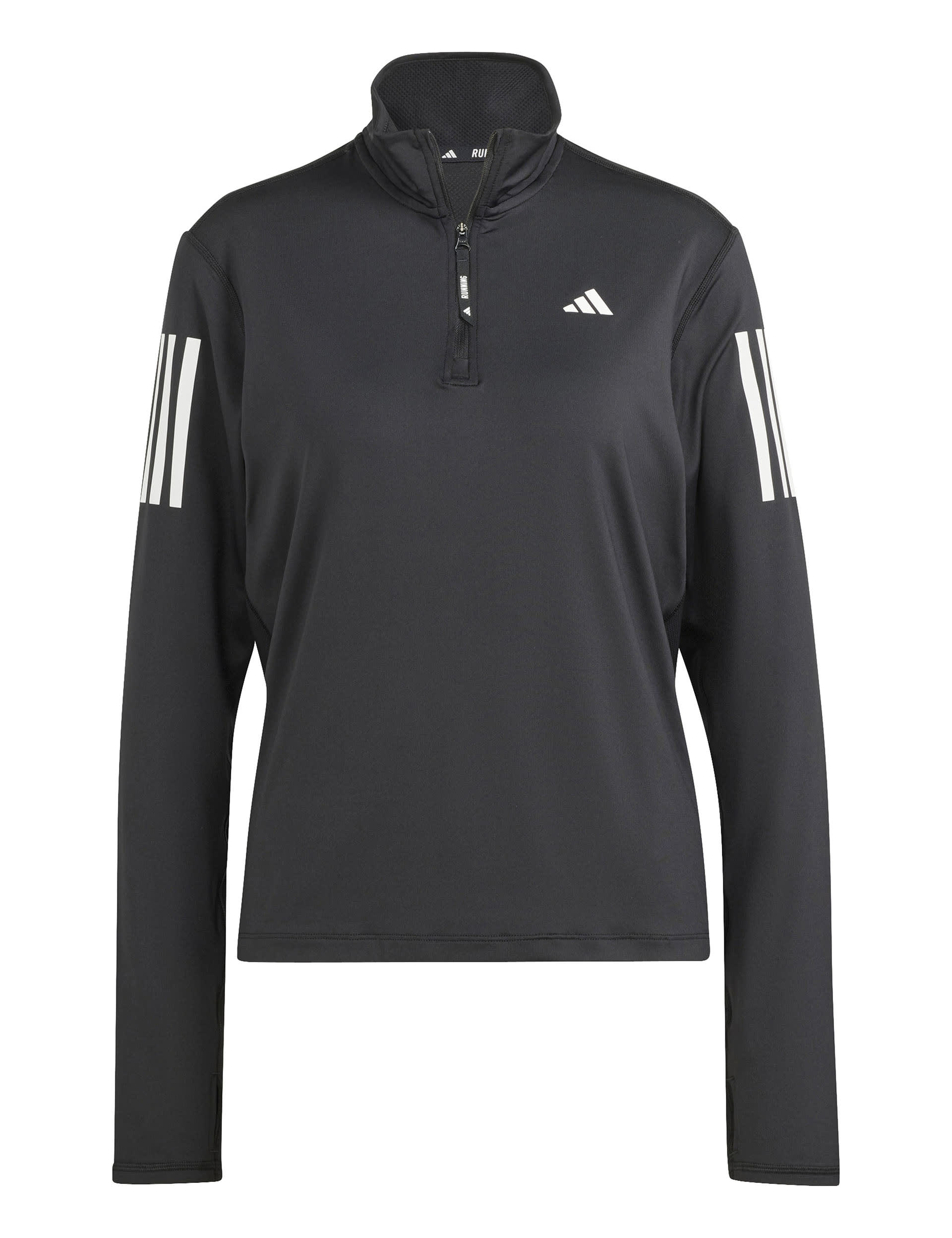 Adidas Women's Own The Run Funnel Neck Half Zip Sweatshirt - Black, Black,Pink Mix