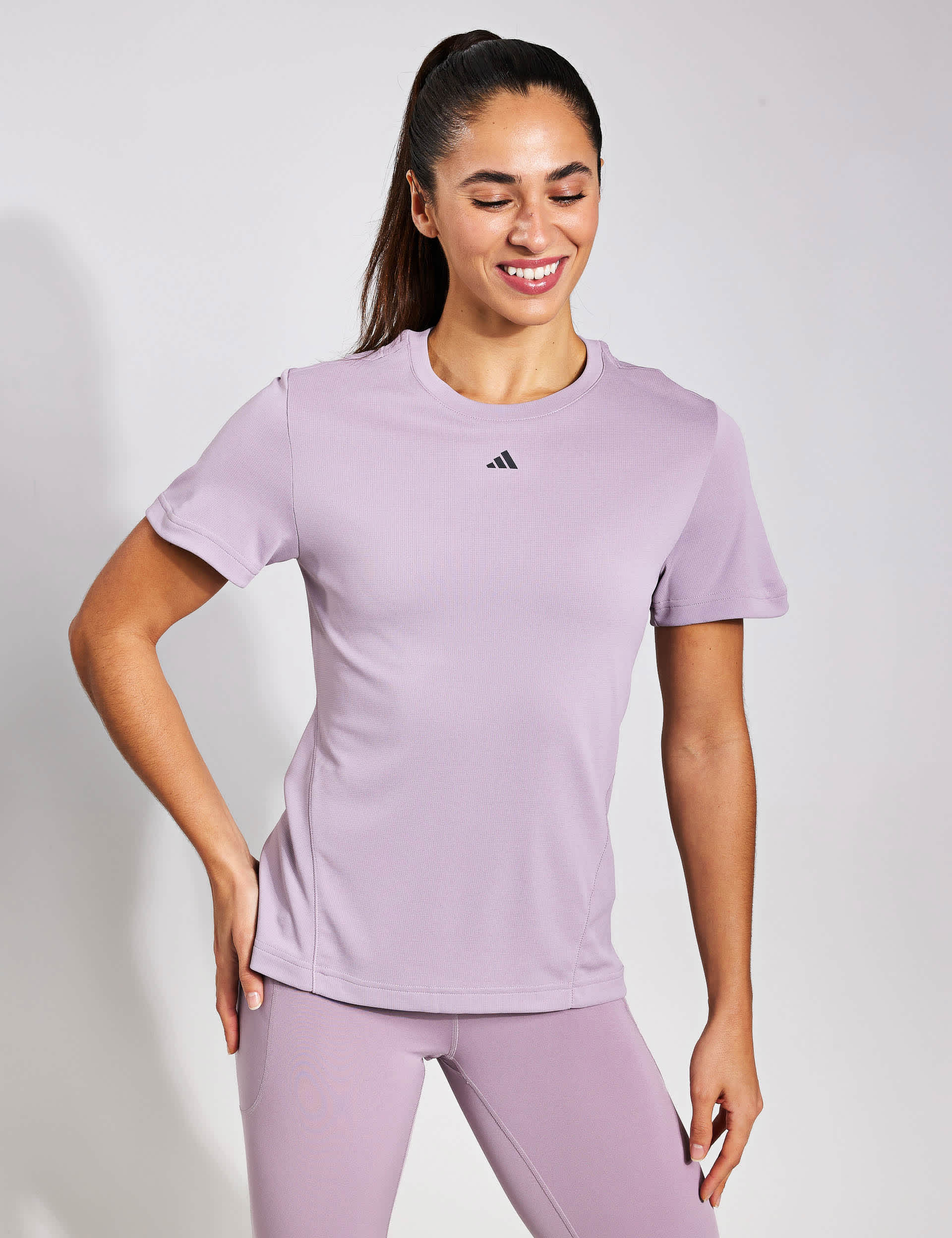 Adidas Women's HEAT.RDY HIIT Crew Neck Training T-Shirt - M - Light Purple, Light Purple