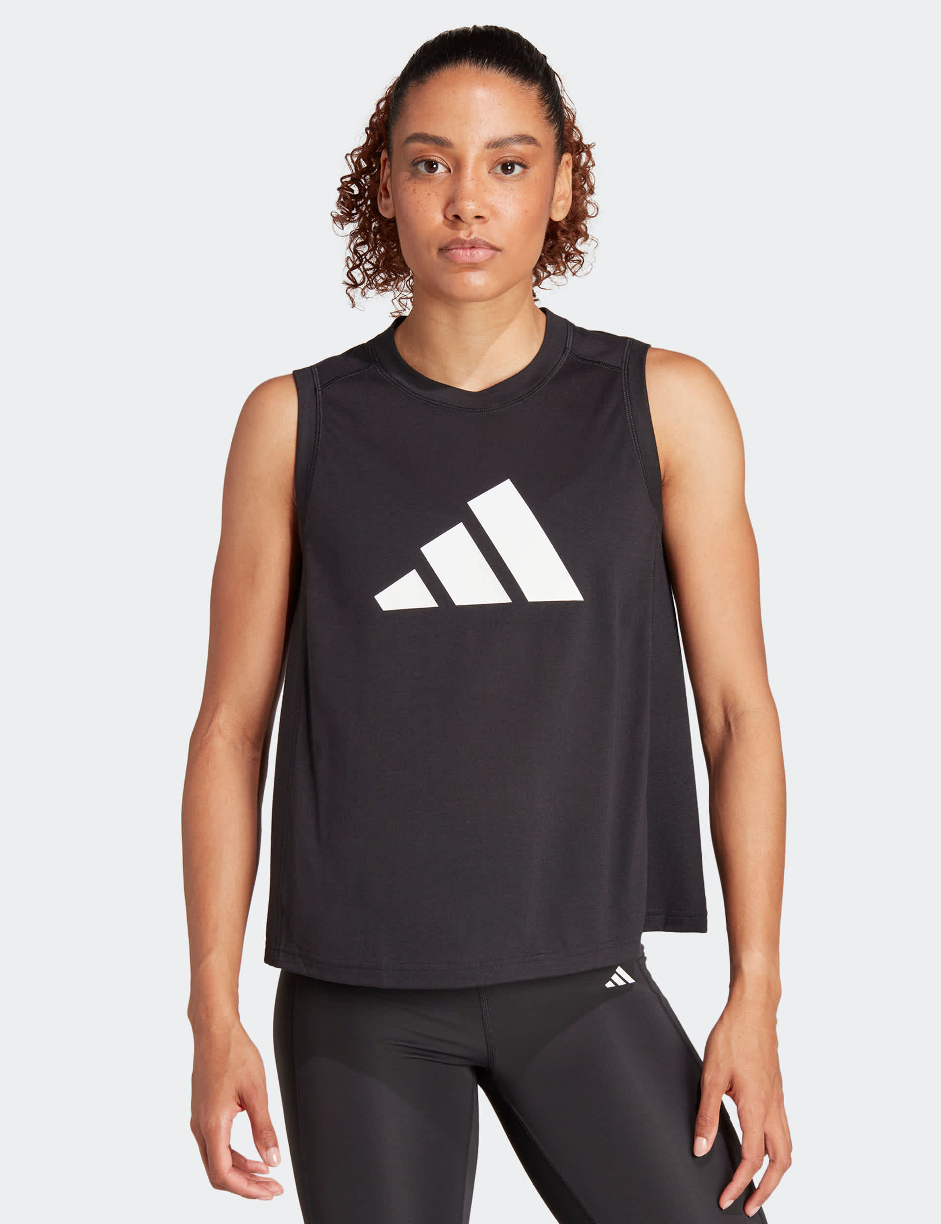 Adidas Women's Essentials Big Logo Crew Neck Vest Top - Black Mix, Black Mix