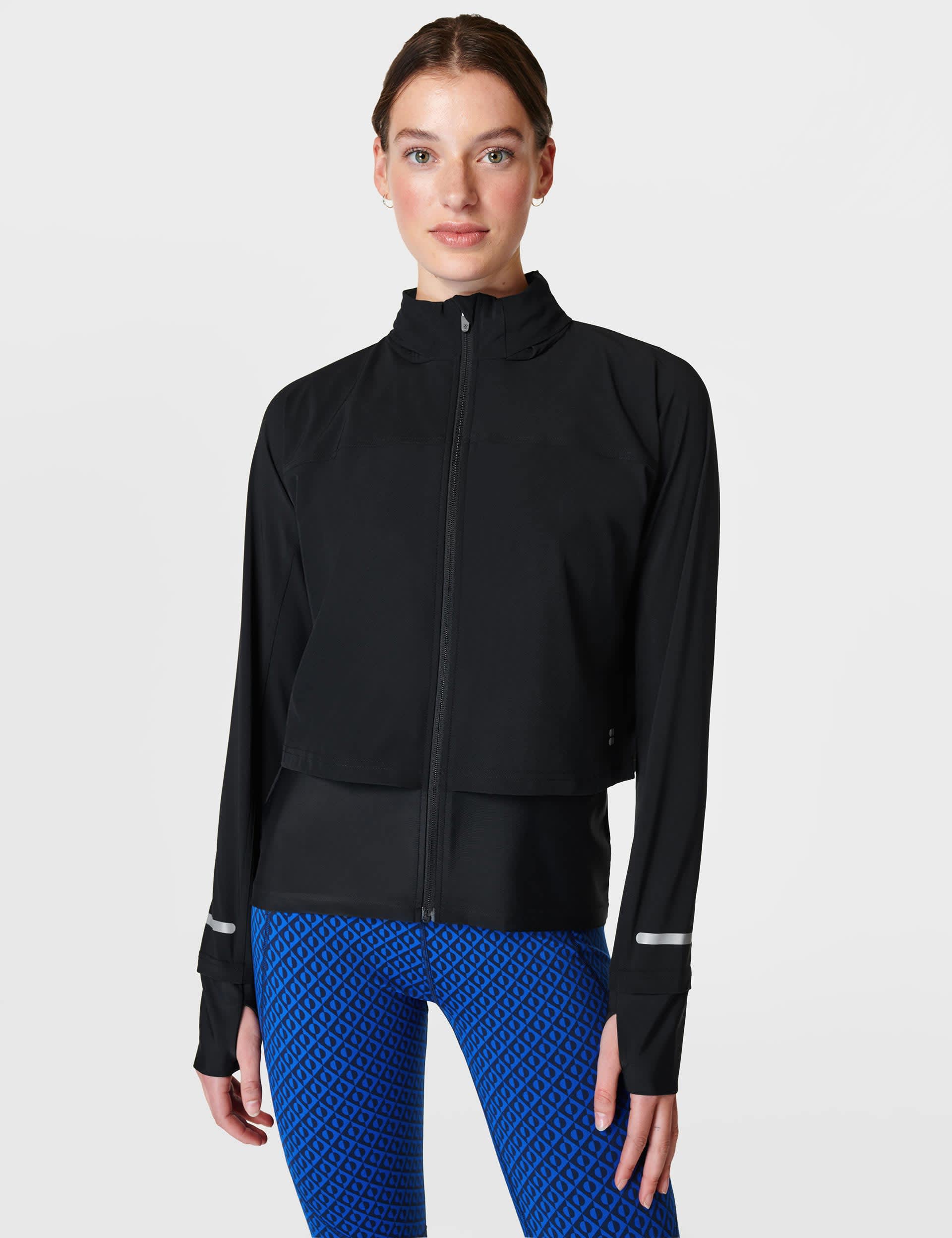 Sweaty Betty Women's Fast Track Funnel Neck Running Jacket - M - Black, Navy,Black