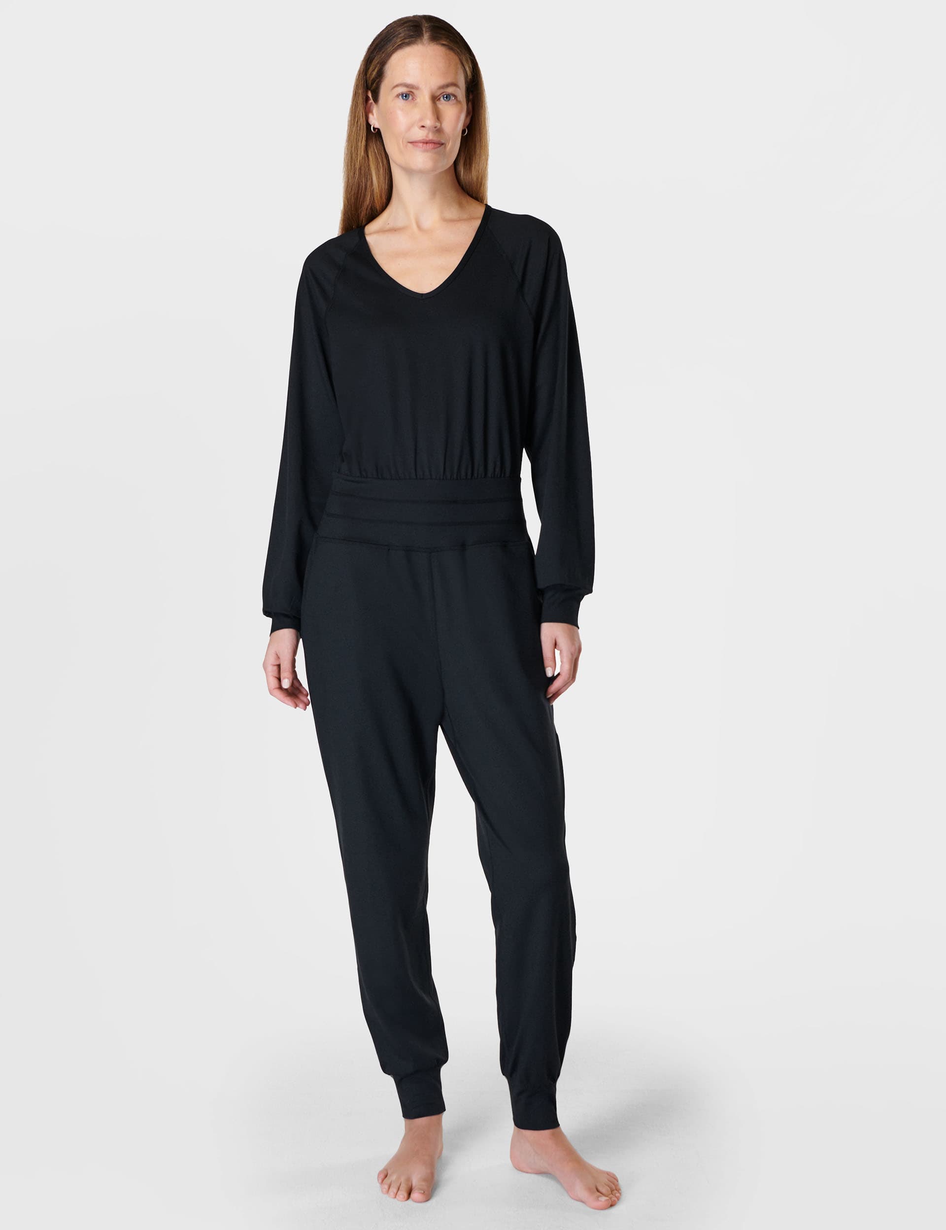 Sweaty Betty Women's Gaia Long Sleeve Yoga Jumpsuit - Black, Black