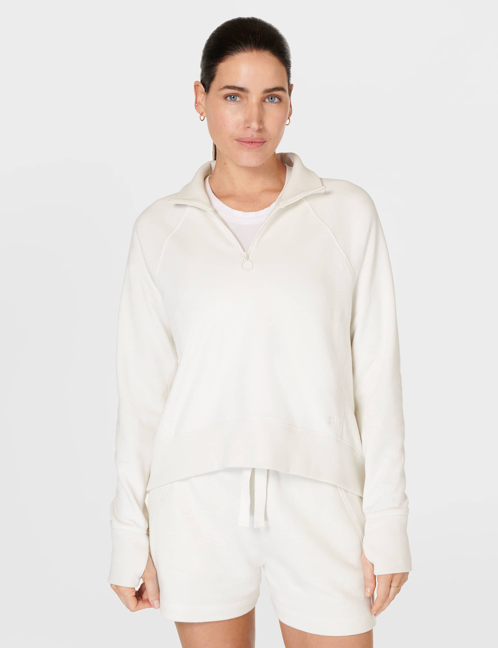 Sweaty Betty Women's Revive Cotton Rich Half Zip Sweatshirt - M - White, White