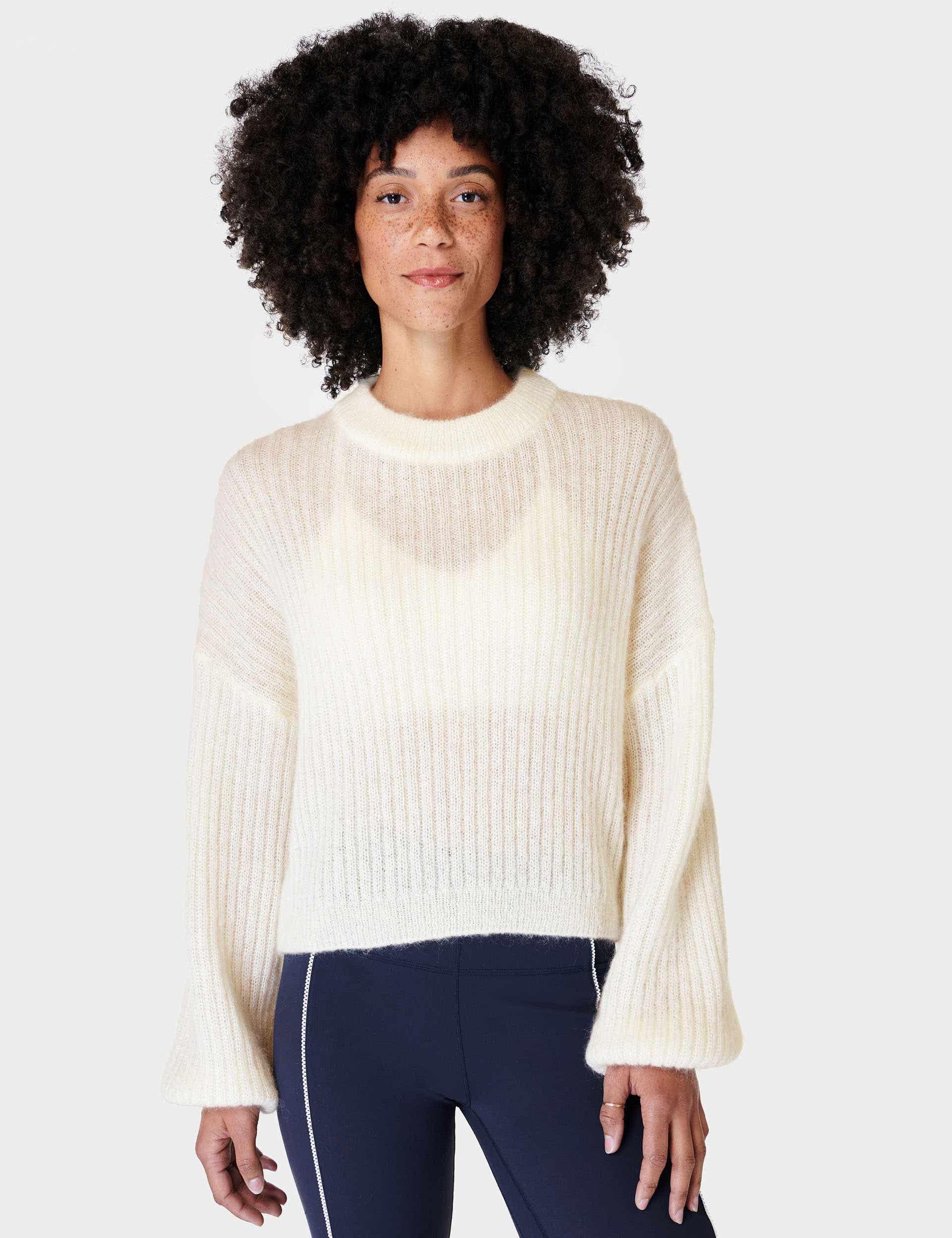 Sweaty Betty Women's Hera Mohair Blend Ribbed Jumper with Wool - Soft White, Soft White