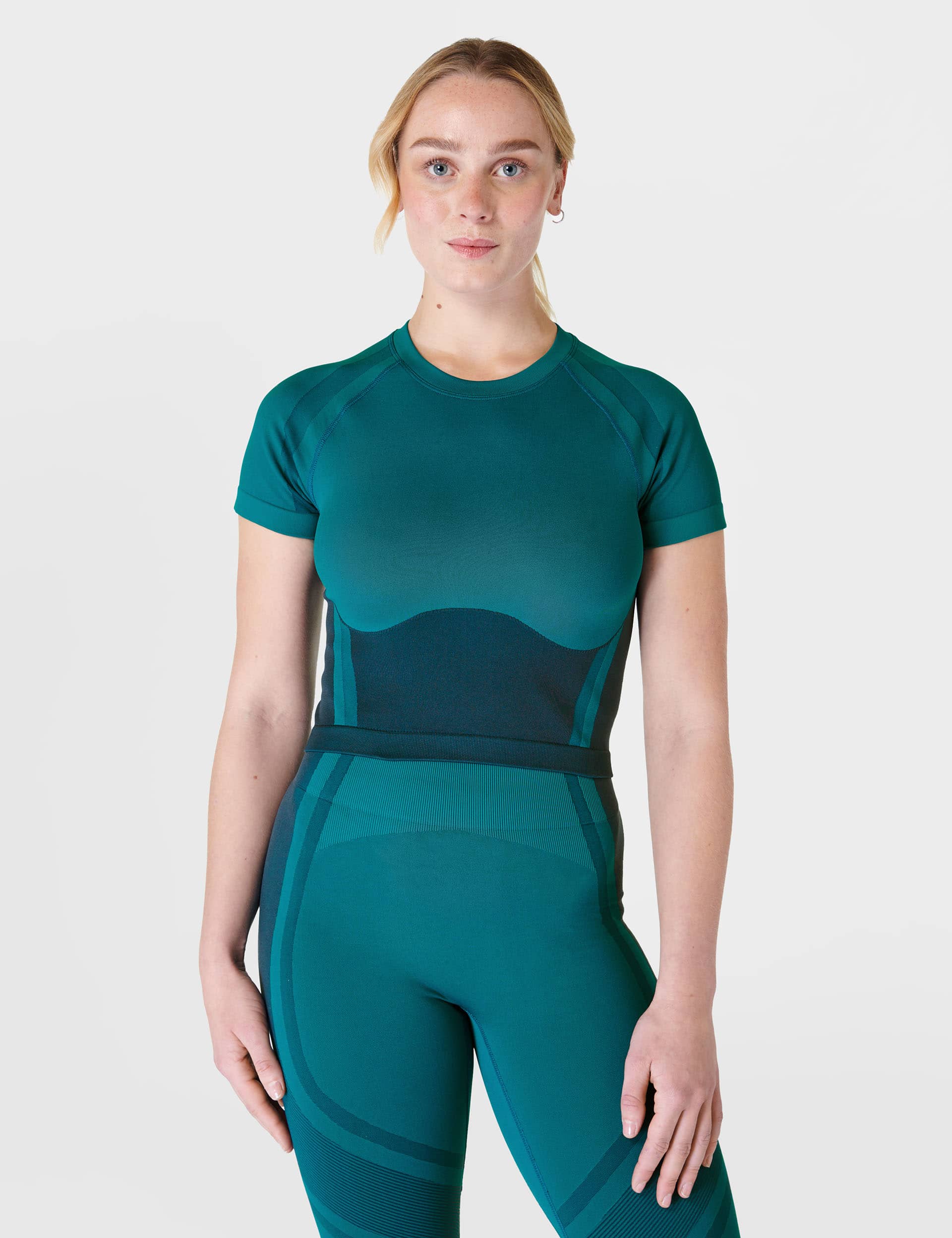 Sweaty Betty Women's Silhouette Sculpt Seamless Crew Neck Top - Teal Green, Teal Green