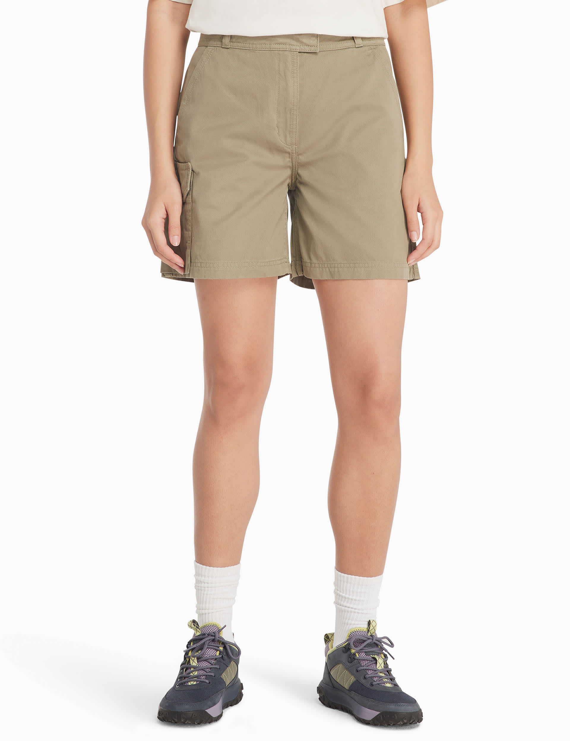 Timberland Women's Brookline Pure Cotton Walking Cargo Shorts - Dark Khaki, Dark Khaki