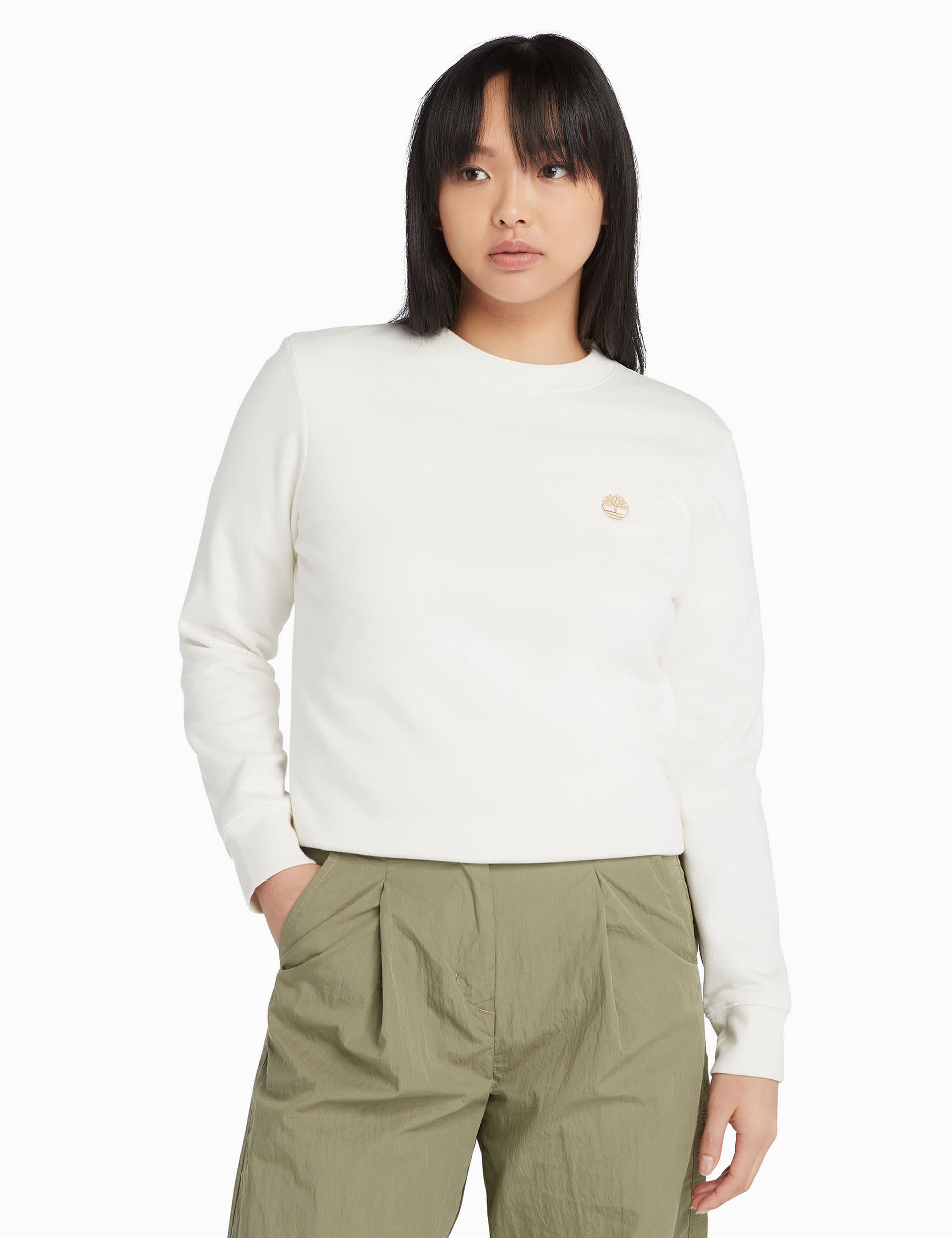 Timberland Women's Cotton Rich Crew Neck Sweatshirt - L - Soft White, Soft White