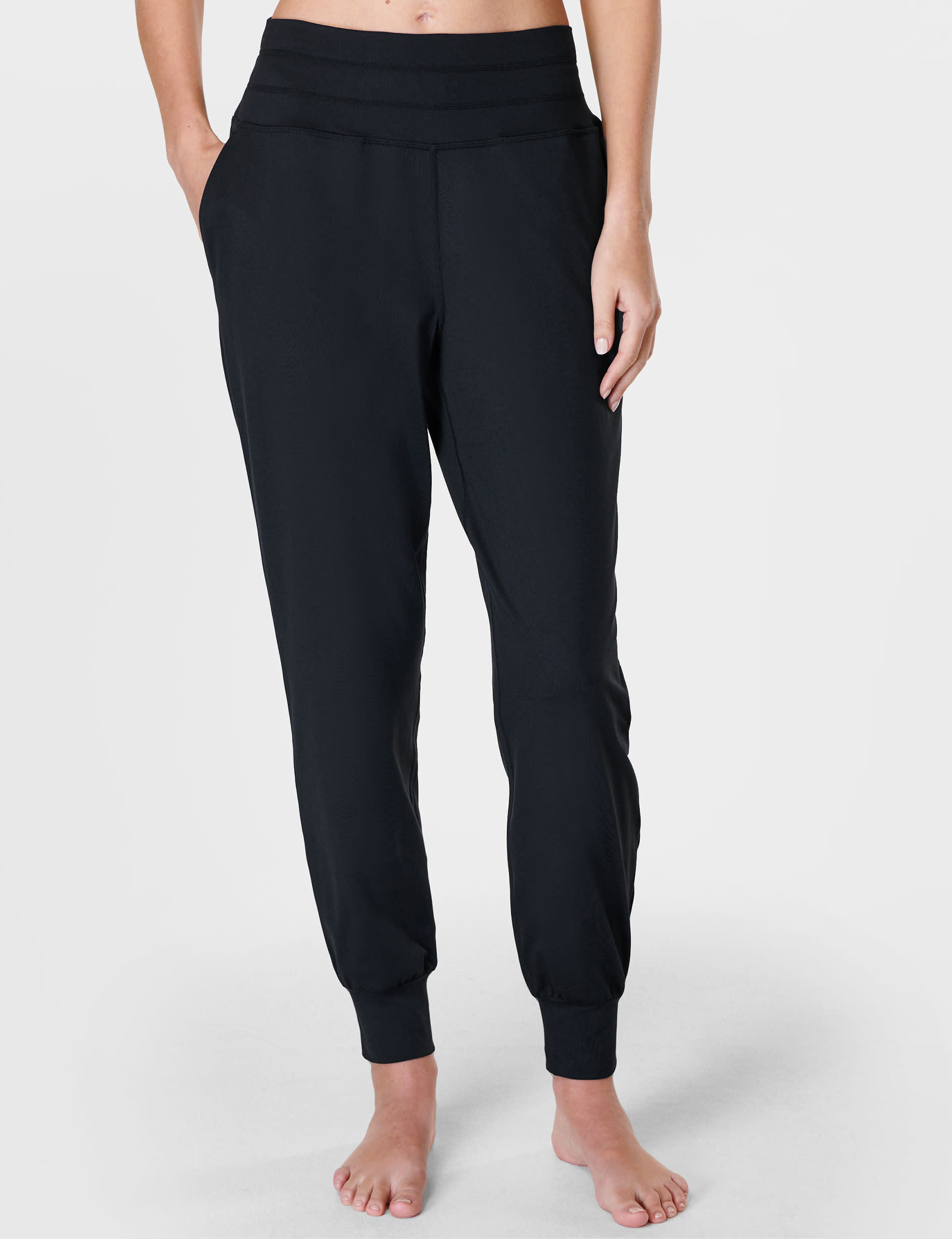 Sweaty Betty Women's Gaia Cuffed High Waisted Yoga Joggers - Black, Black,Medium Grey Mix