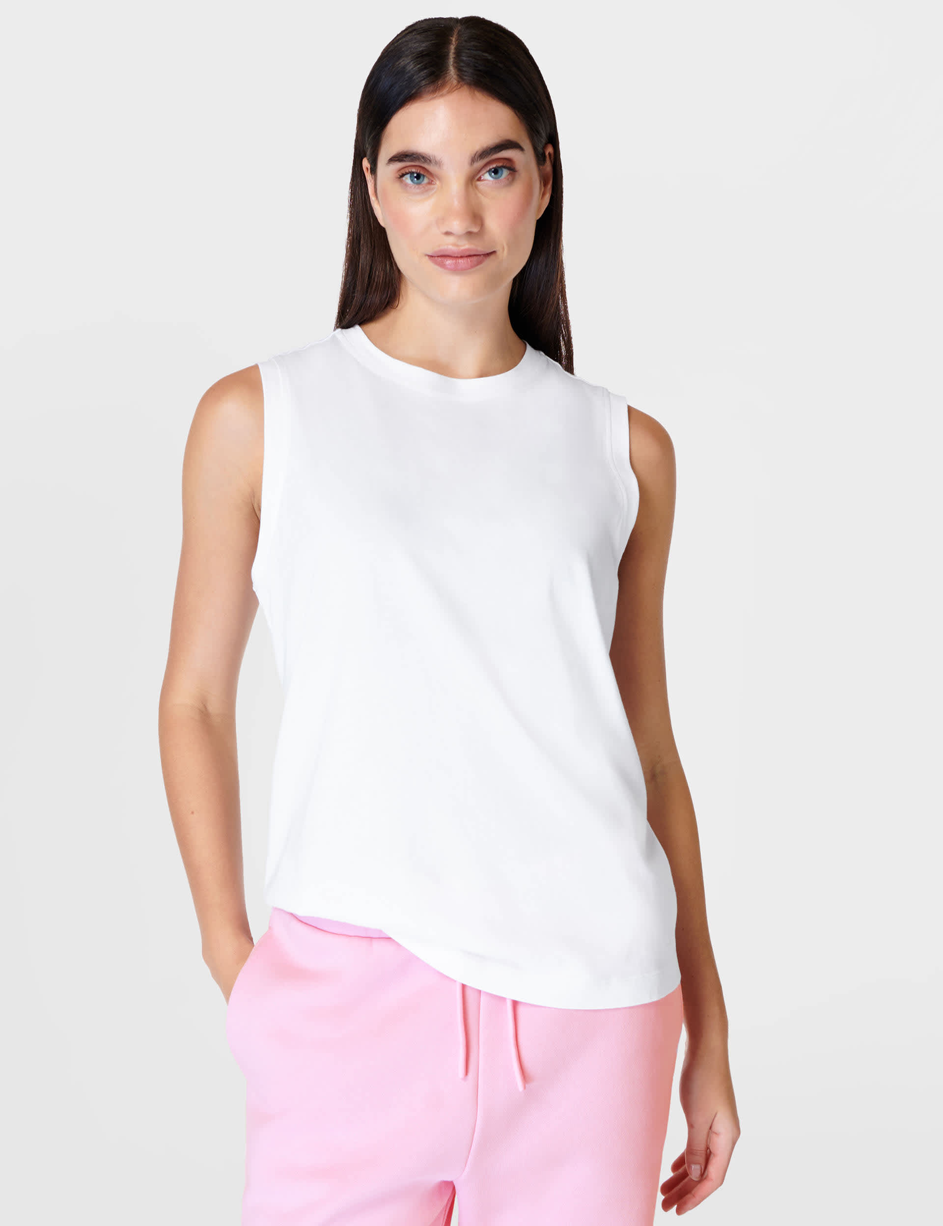 Sweaty Betty Women's Essential Cotton Rich Crew Neck Vest Top - M - White, White,Black