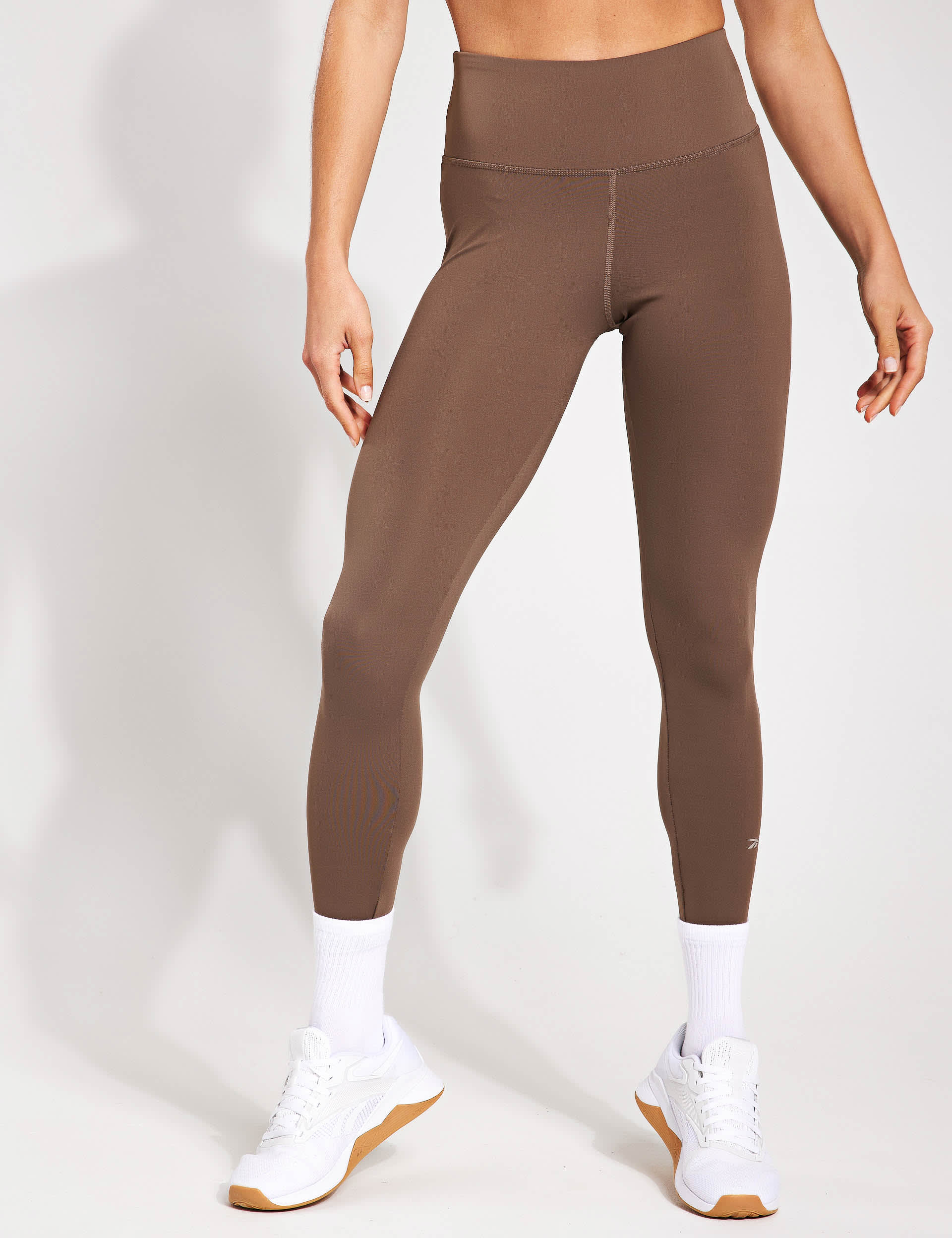 Reebok Women's Dreamblend High Waisted 7/8 Leggings - Light Brown, Light Brown,Air Force Blue