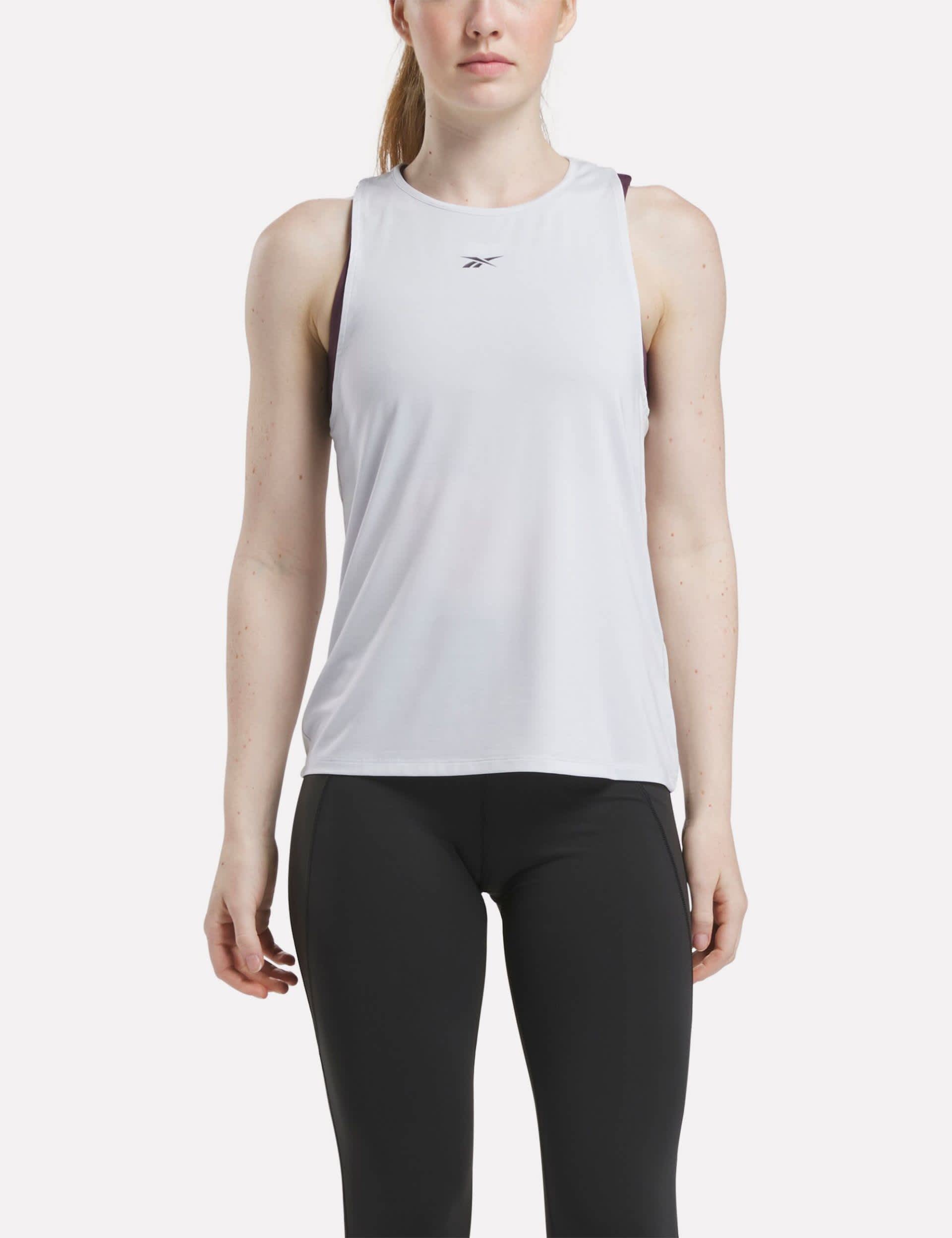 Reebok Women's Chill Athletic Crew Neck Racer Back Vest Top - M - Soft White, Aqua,Soft White