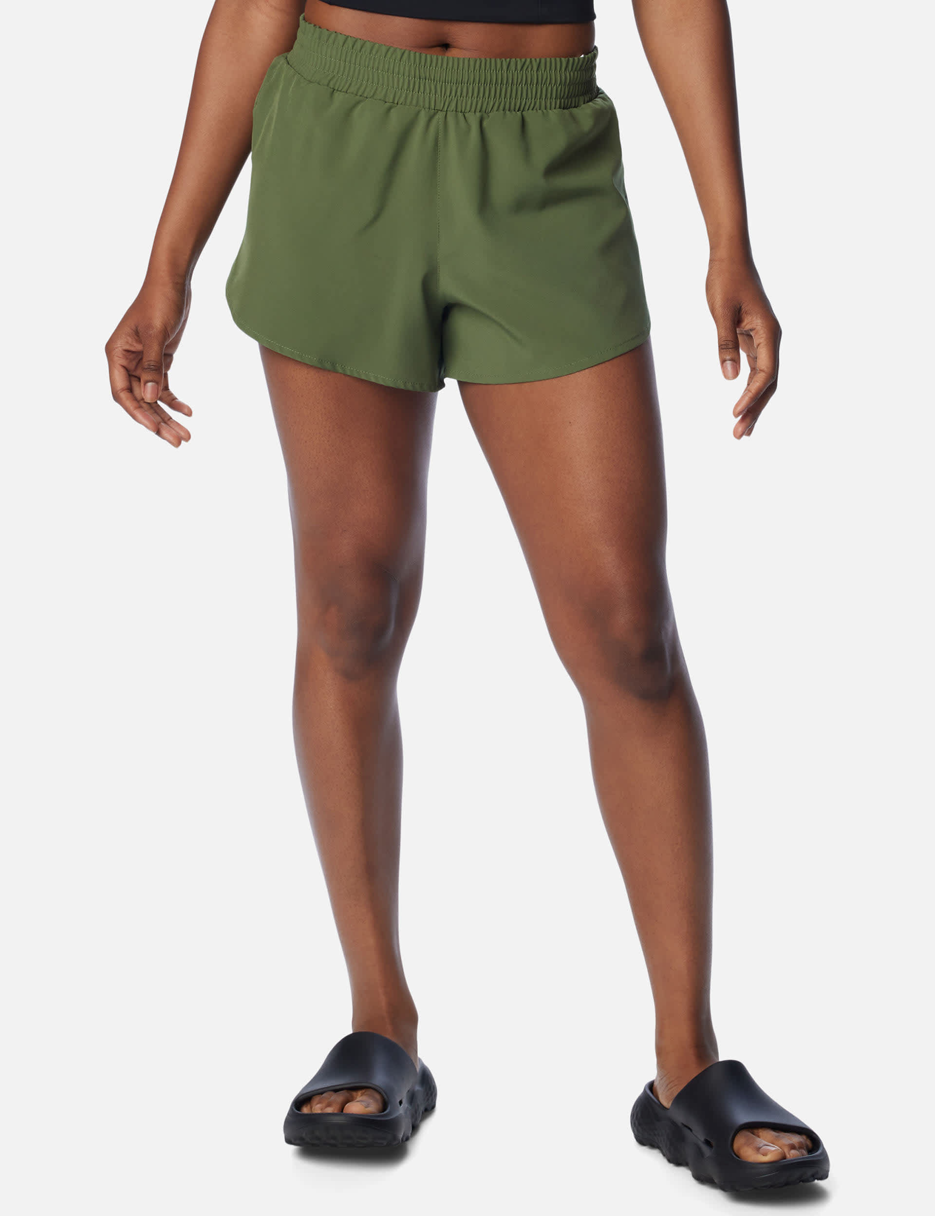 Columbia Women's High Waisted Walking Shorts - M - Green Mix, Green Mix,Black