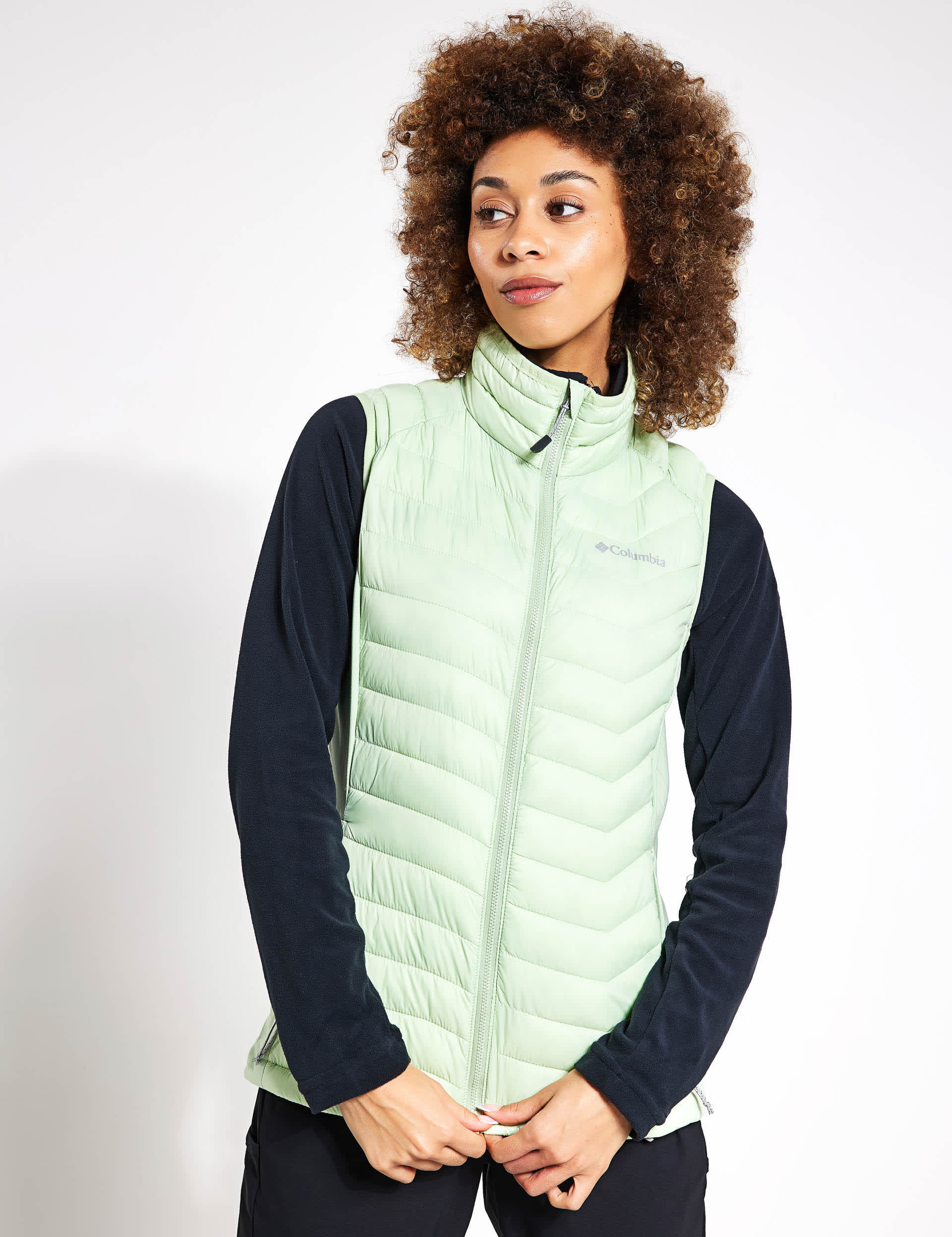 Columbia Women's Powder Pass Padded Funnel Neck Gilet - M - Light Green, Light Green,Black