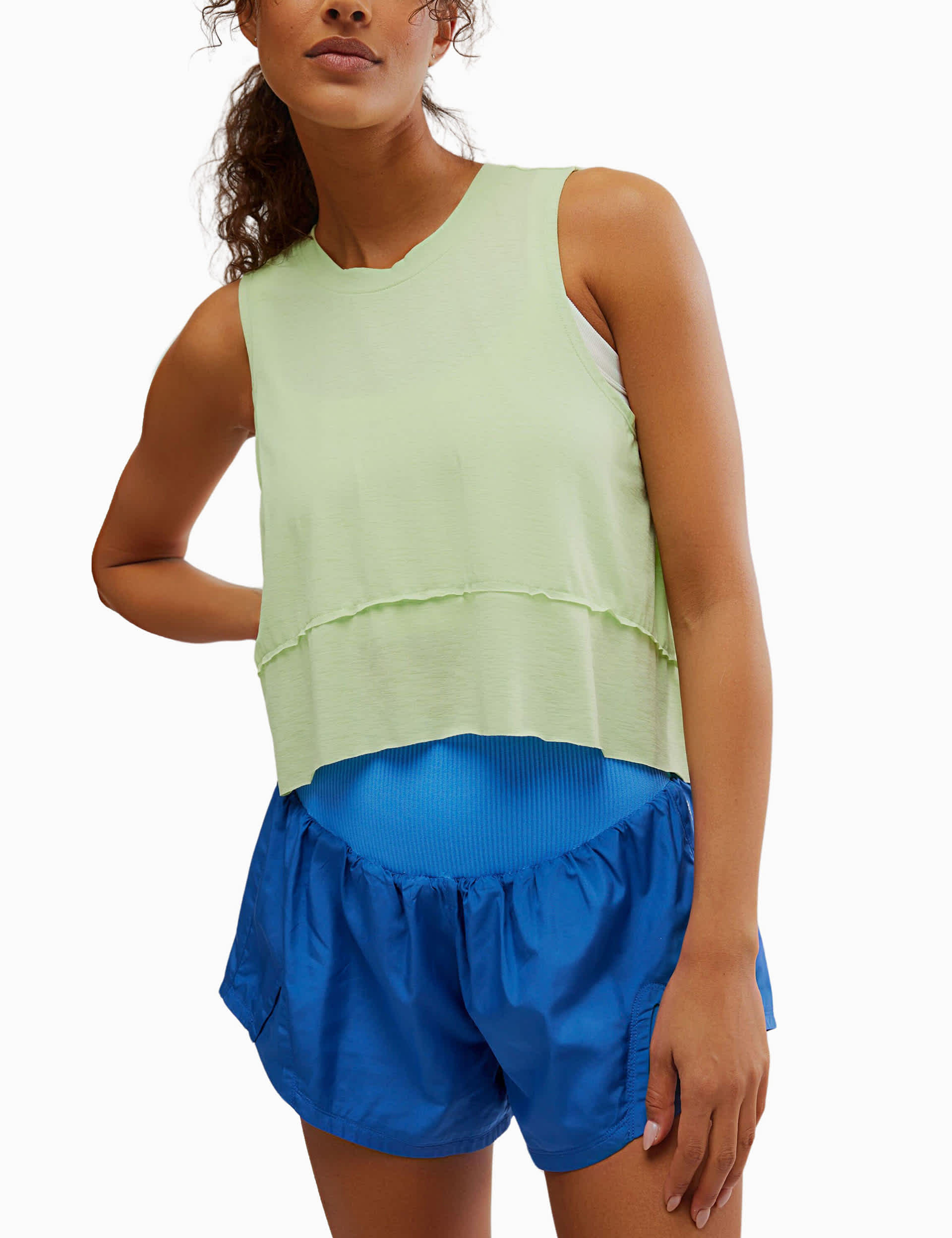 Fp Movement Women's Tempo Crew Neck Relaxed Crop Vest Top - Light Green, White,Light Green