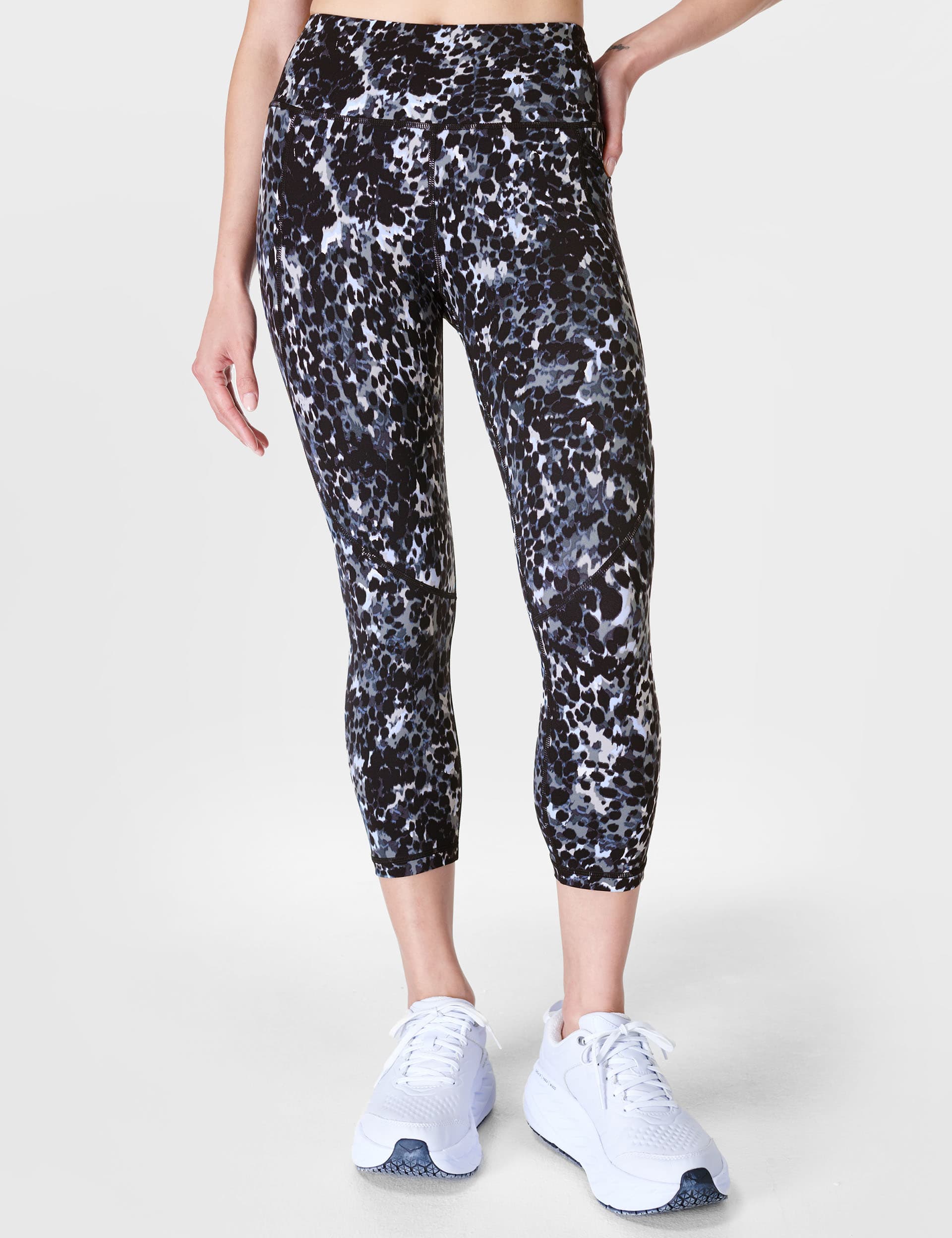 Sweaty Betty Women's Power Printed Cropped Leggings - M - Black/Grey, Black/Grey