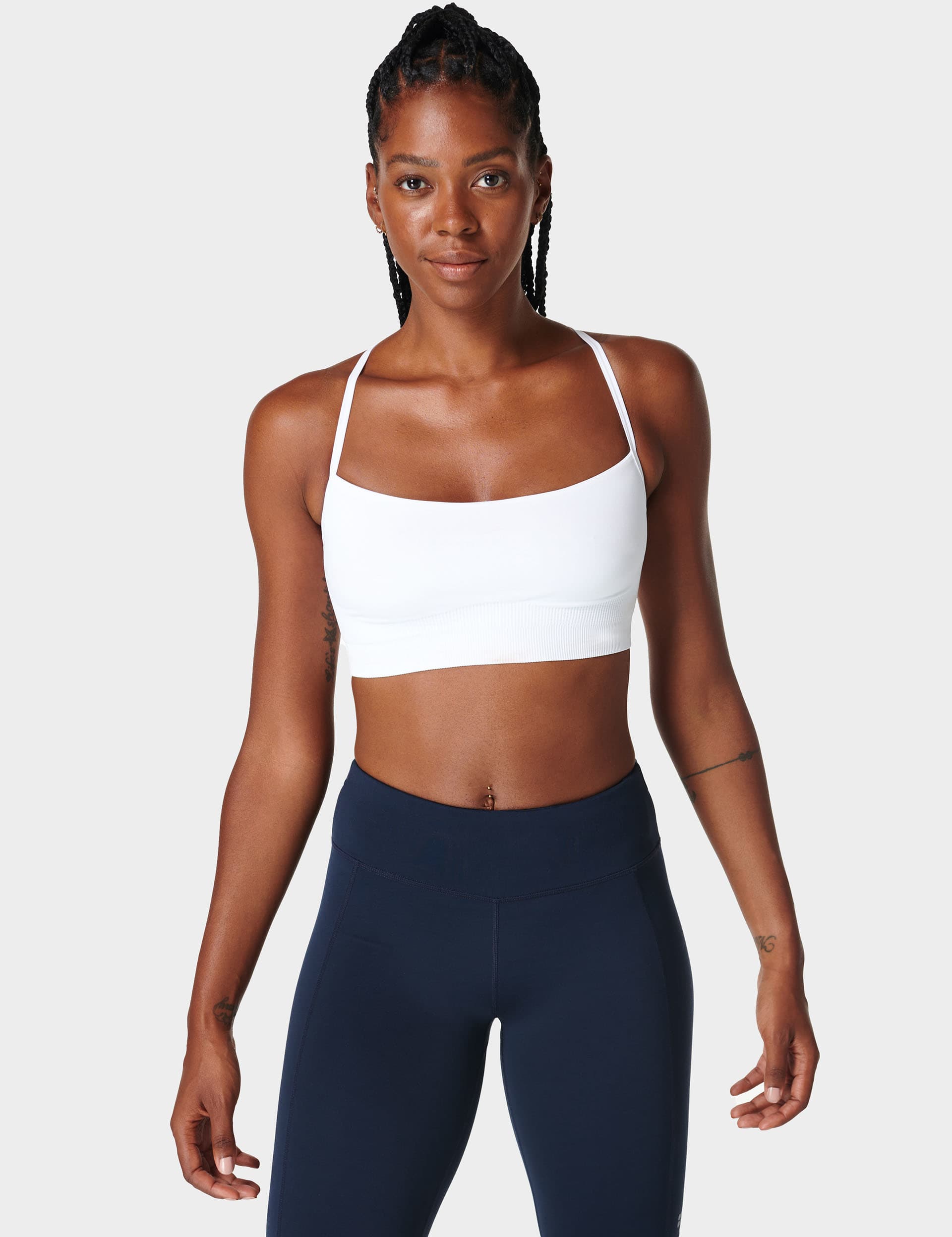 Sweaty Betty Women's Spirit Restored Yoga Bra - L - White, White,Duck Egg