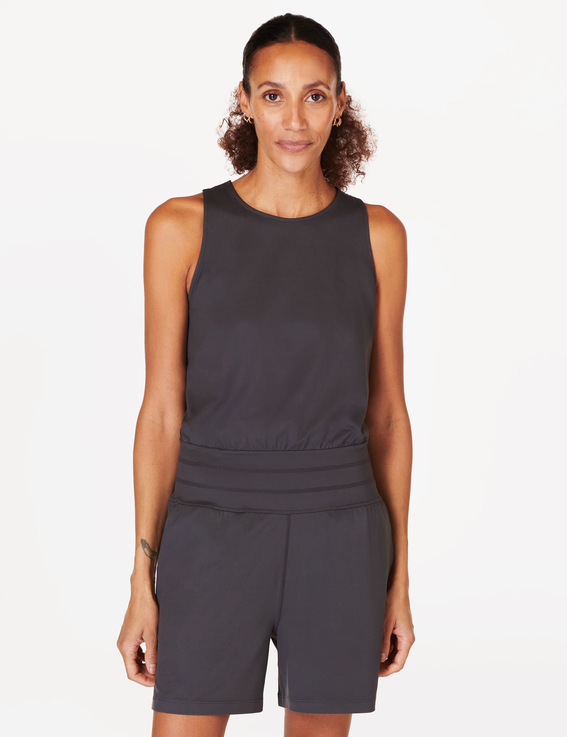 Sweaty Betty Women's Gaia Yoga Playsuit - M - Dark Grey, Dark Grey