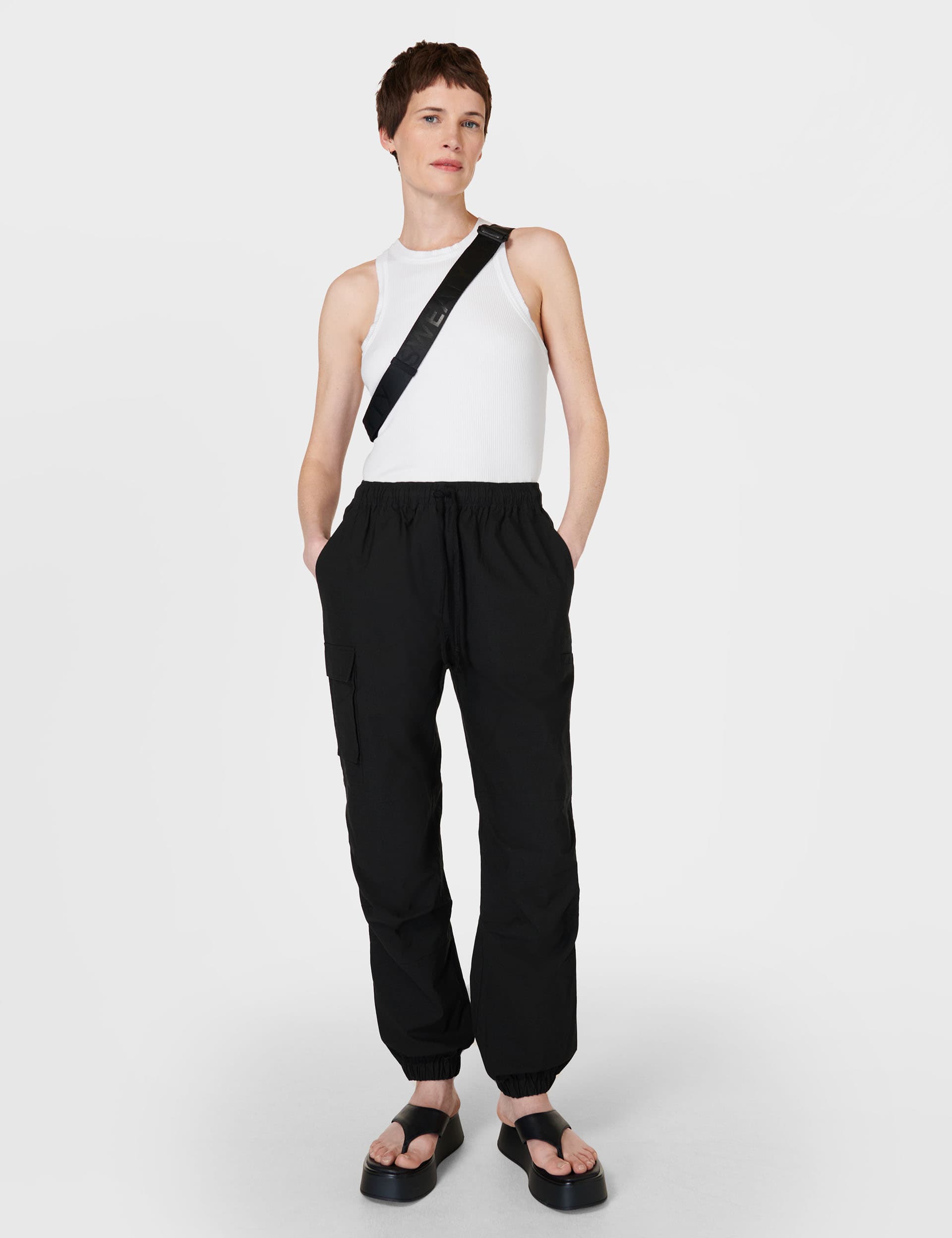 Sweaty Betty Women's Quinn Cotton Blend Cargo Cuffed Trousers - M - Black, Black